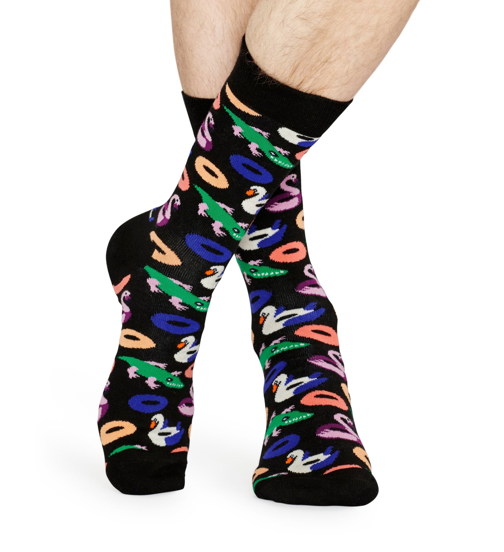 Černé ponožky Happy Socks s nafukovacími zvířátky, vzor Pool Party