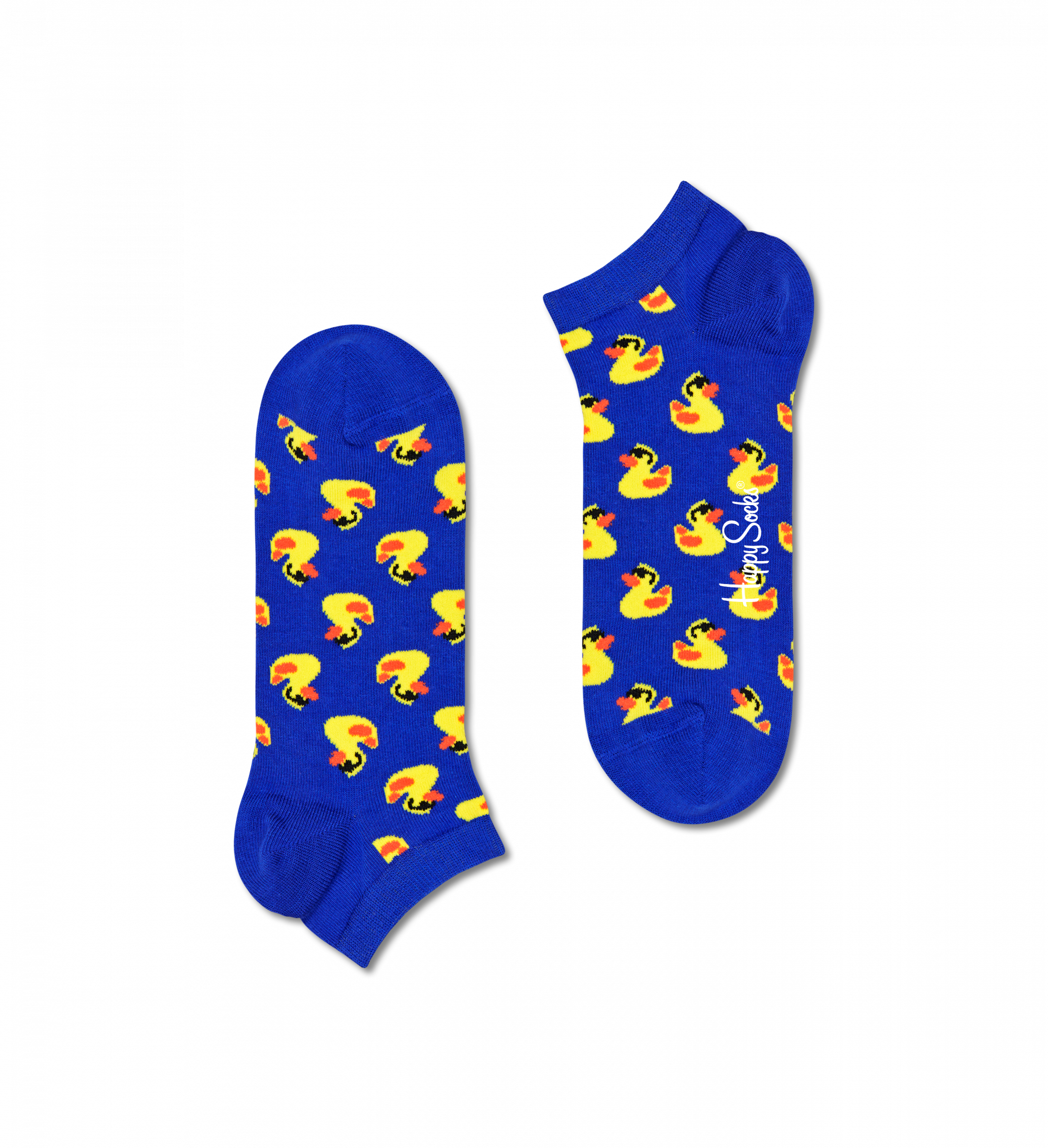 Modré nízké ponožky Happy Socks s kačenkami, vzor Rubber Duck