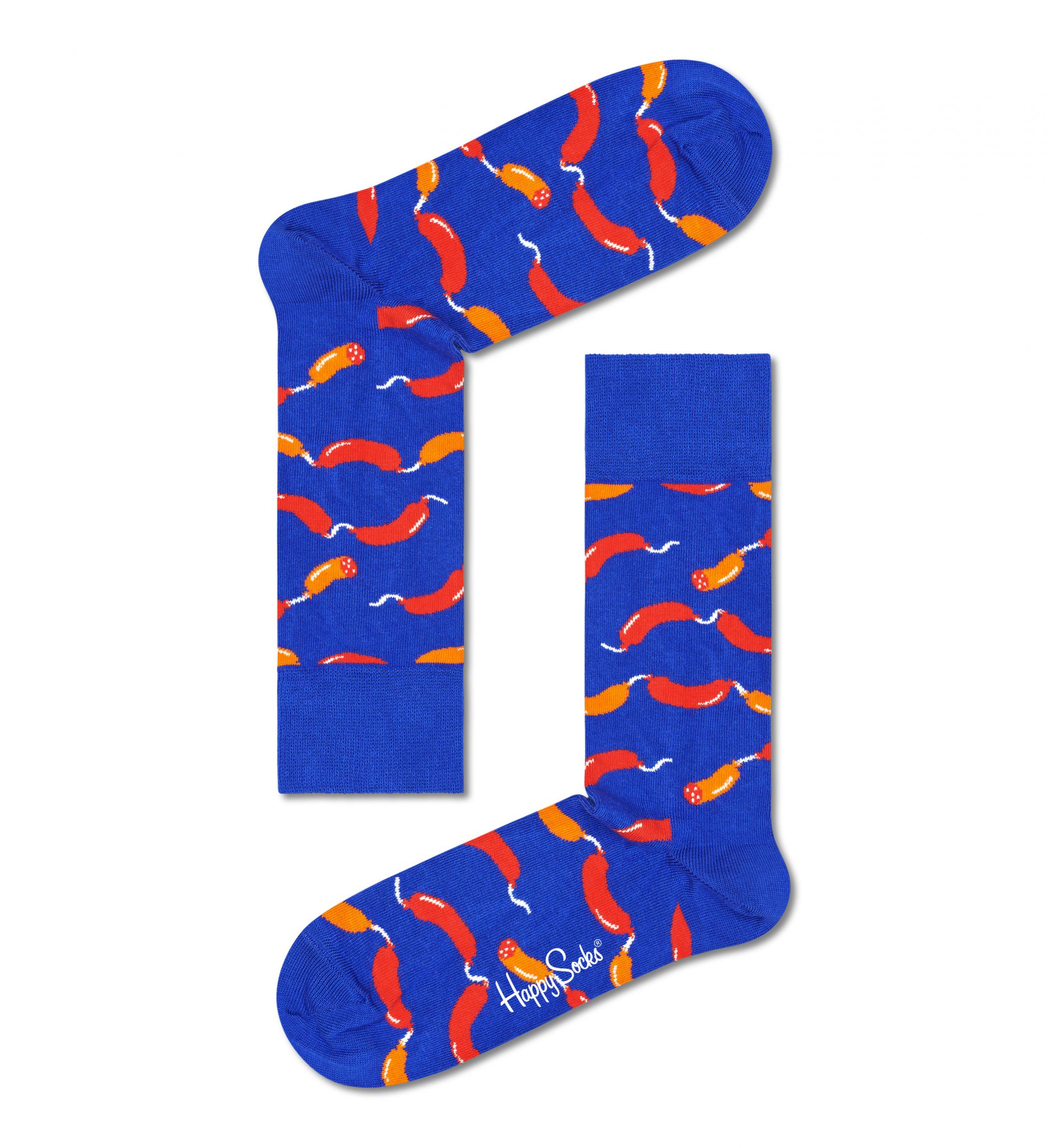 Modré ponožky Happy Socks s klobásami, vzor Sausage