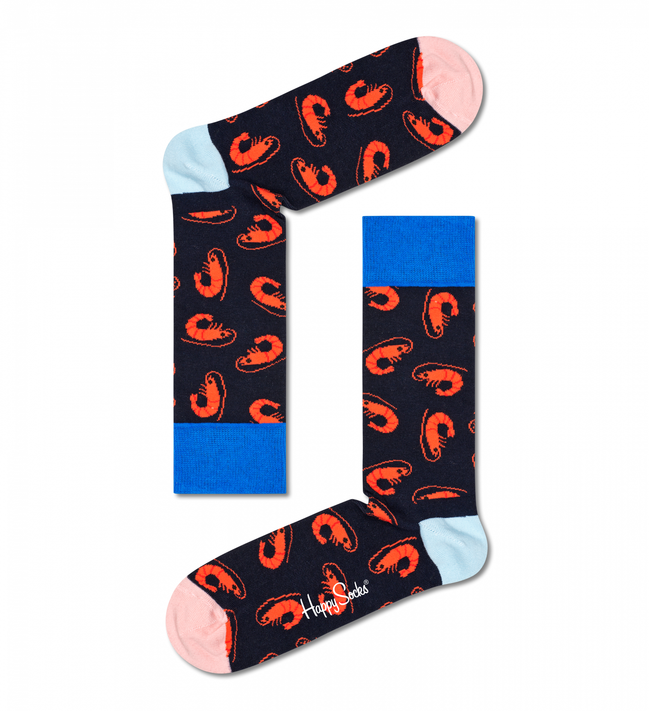 Černé ponožky Happy Socks s krevetami, vzor Shrimpy