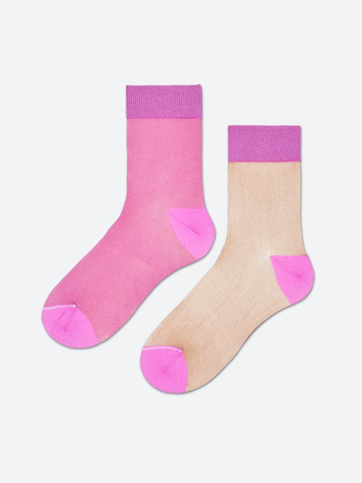 Dámské růžovo-tělové ponožky Happy Socks Filippa // kolekce Hysteria