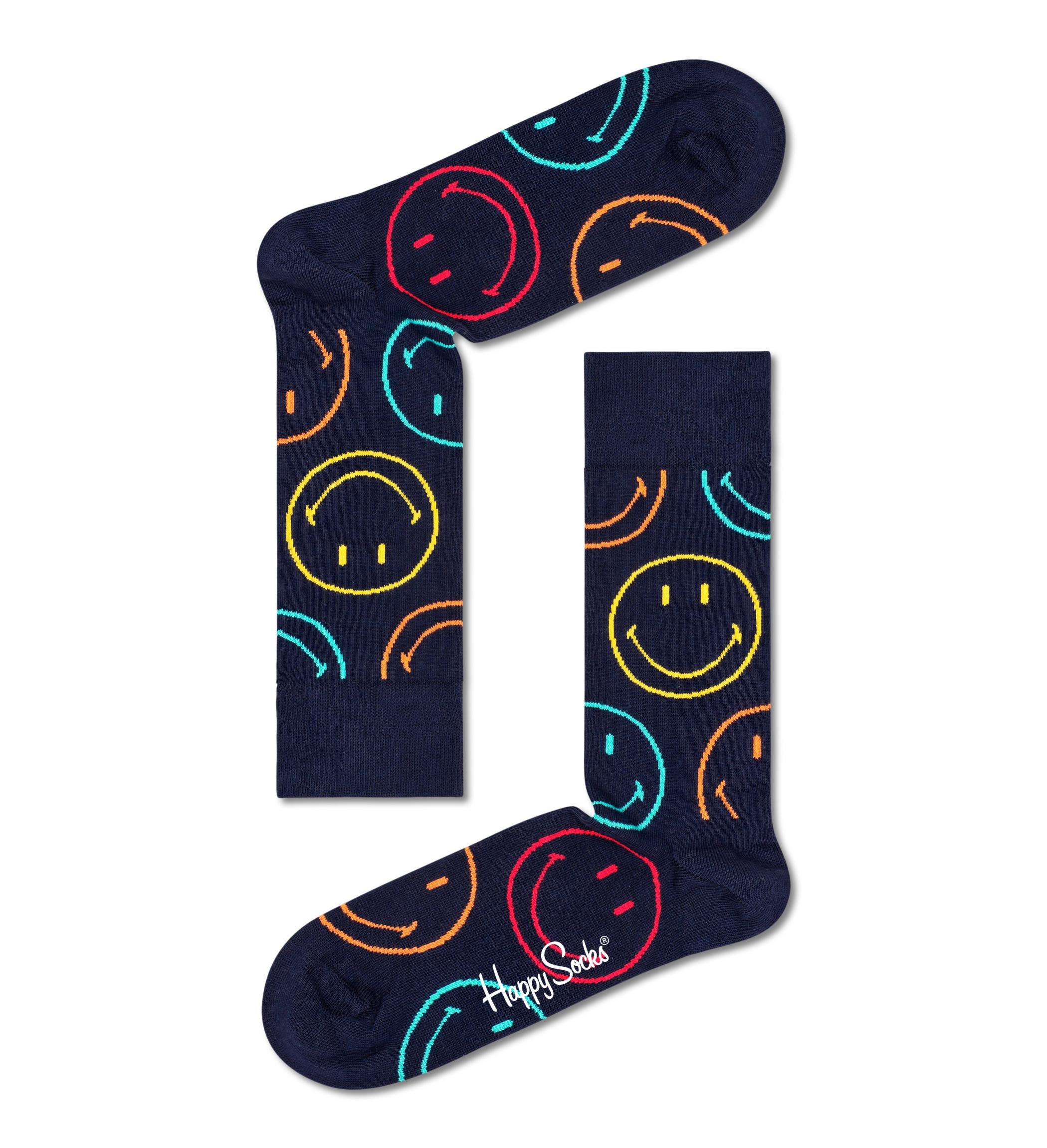Černé ponožky Happy Socks x Smiley, vzor Jumbo Smiley Dot