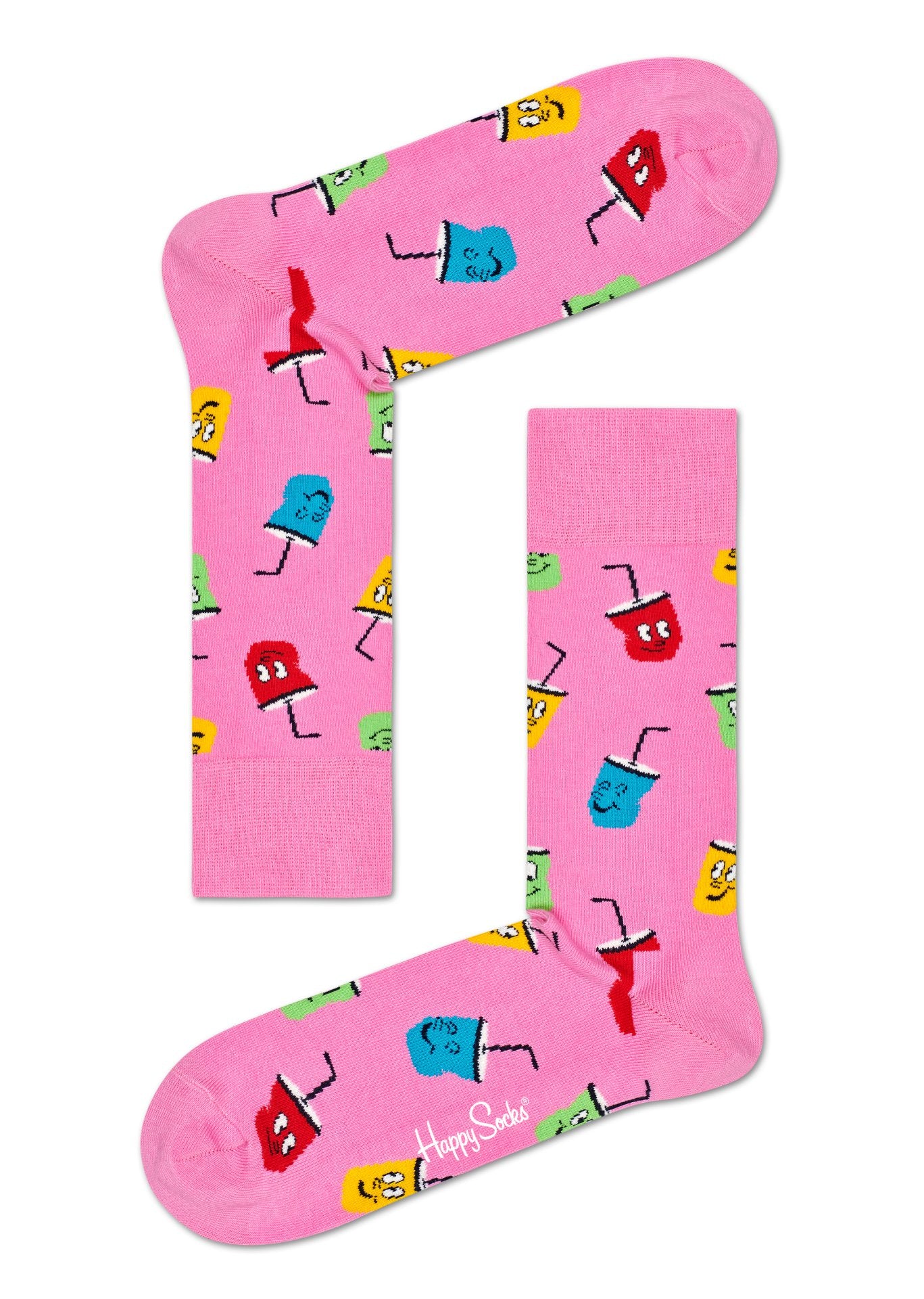 Růžové ponožky Happy Socks s plechovkami, vzor Soda