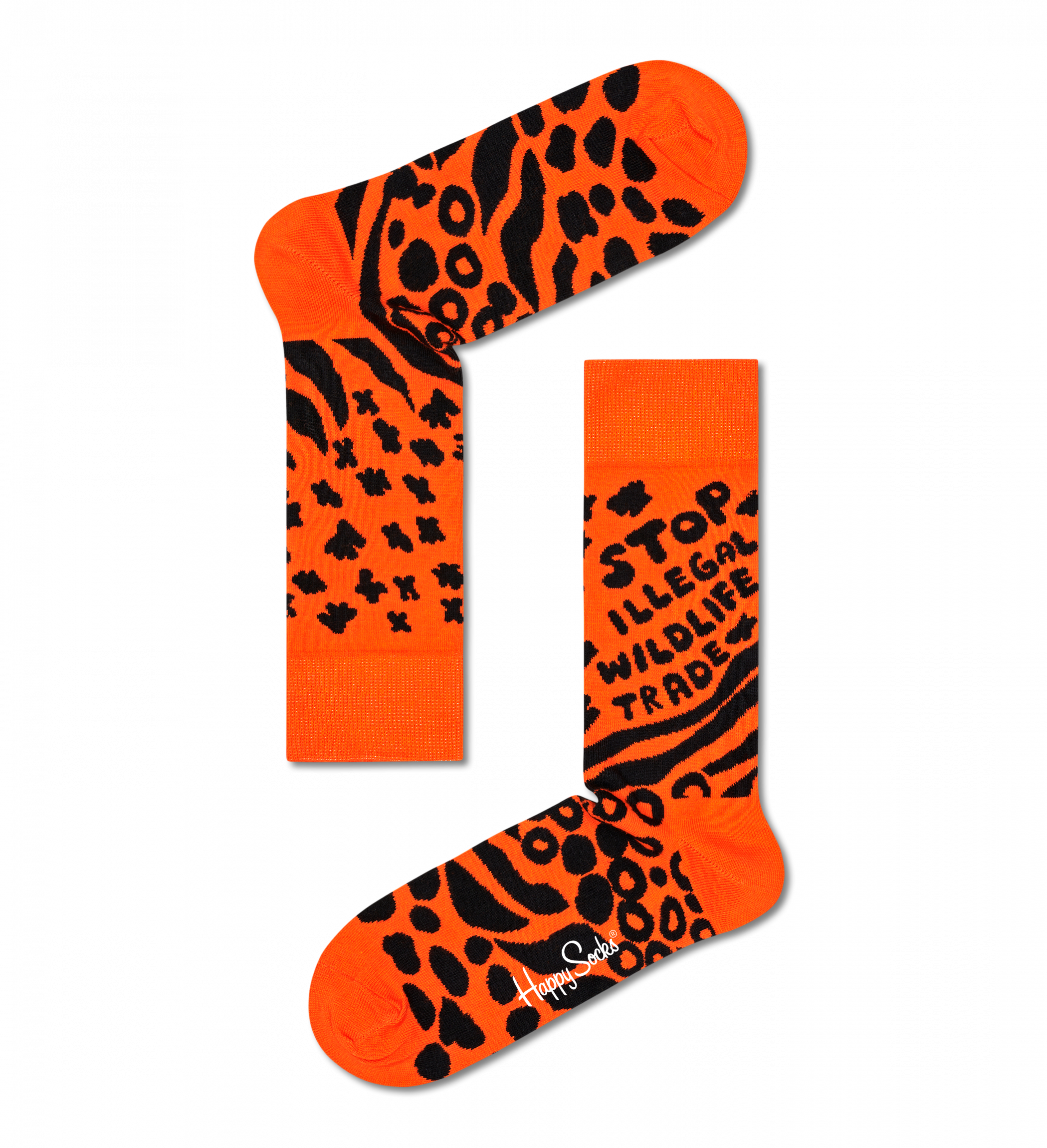 Oranžové ponožky Happy Socks x WWF, vzor Stop Wildlife Trade