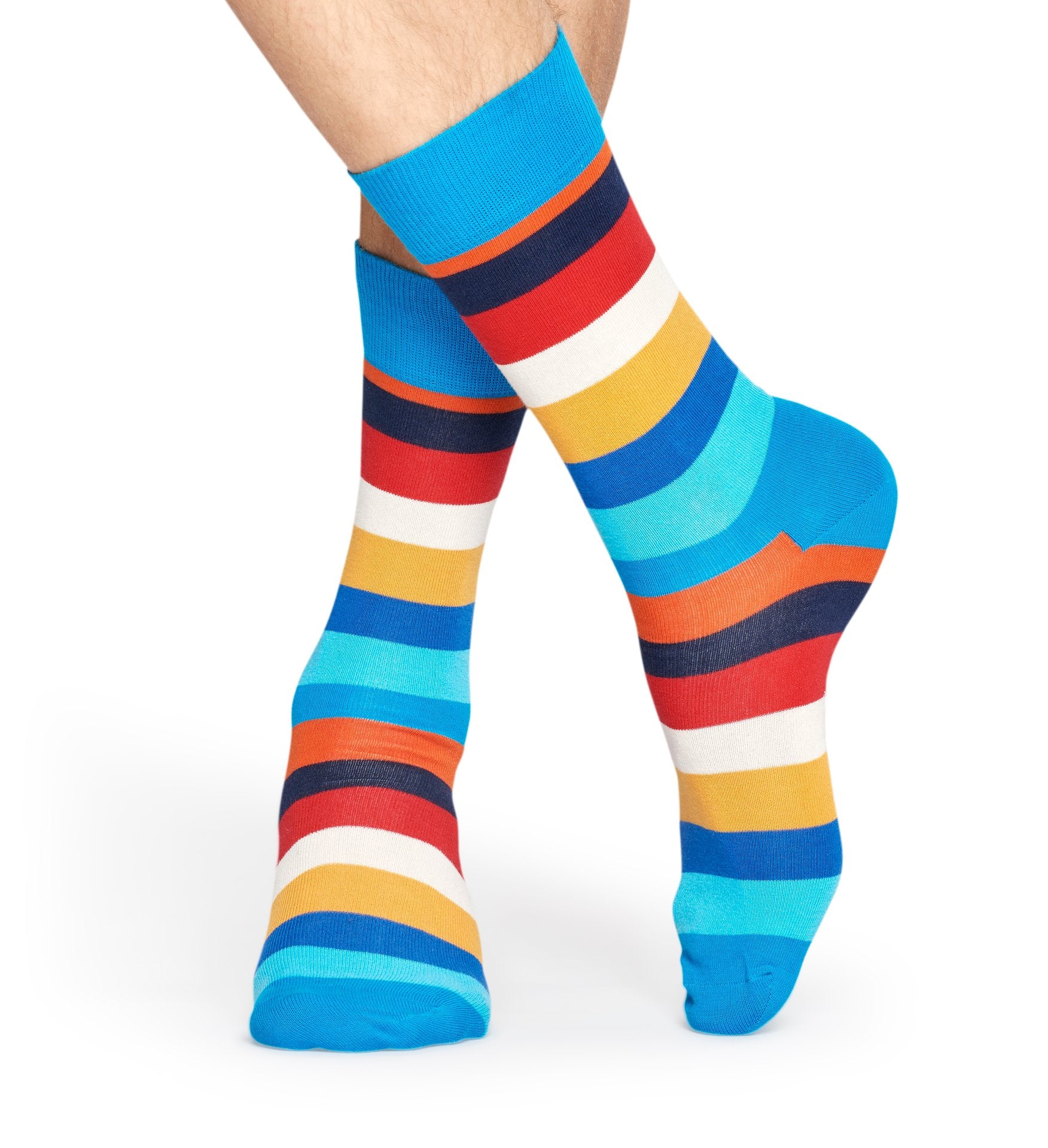 Barevné (světle modré) pruhované ponožky Happy Socks, vzor Stripe
