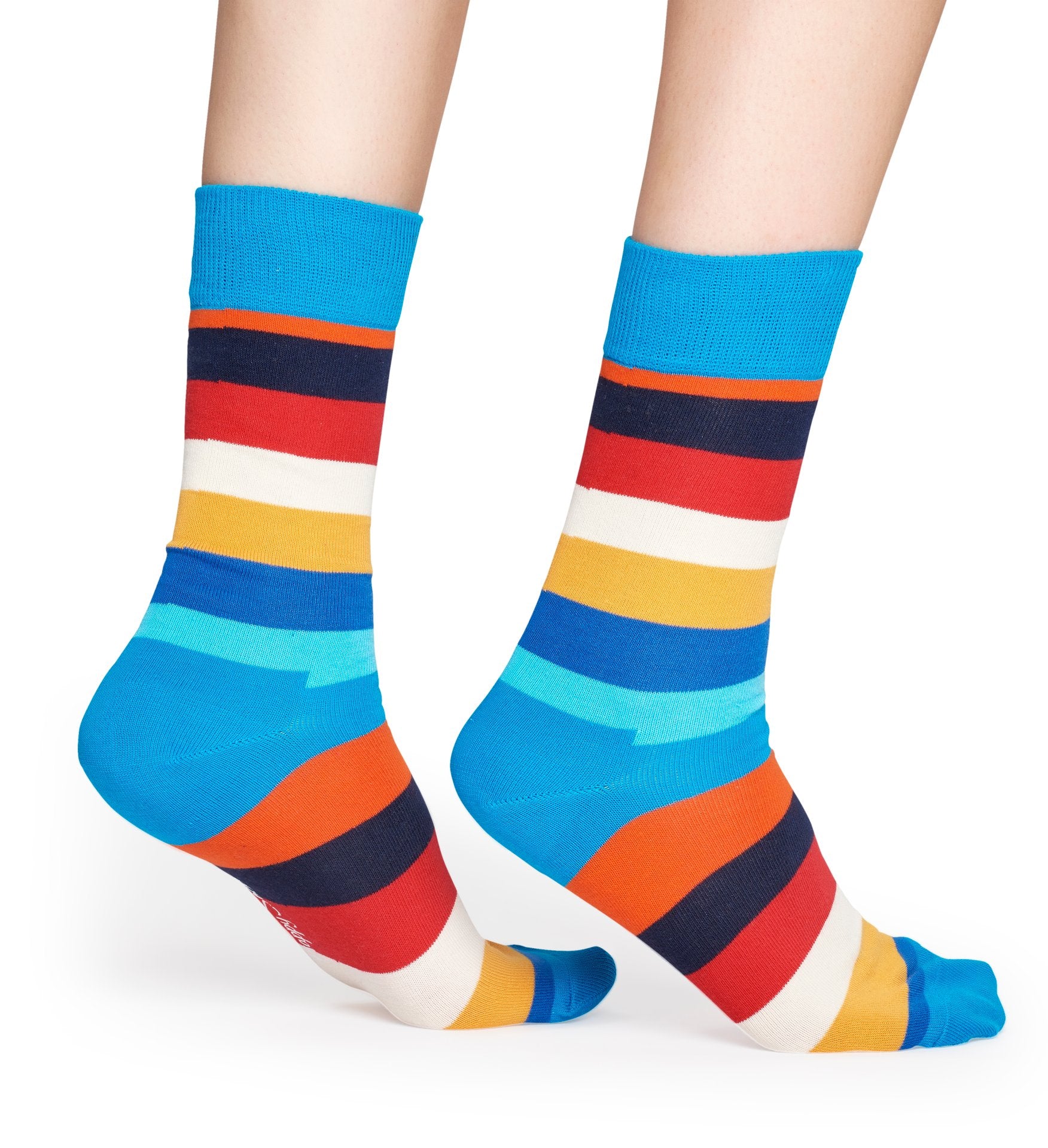 Barevné (světle modré) pruhované ponožky Happy Socks, vzor Stripe