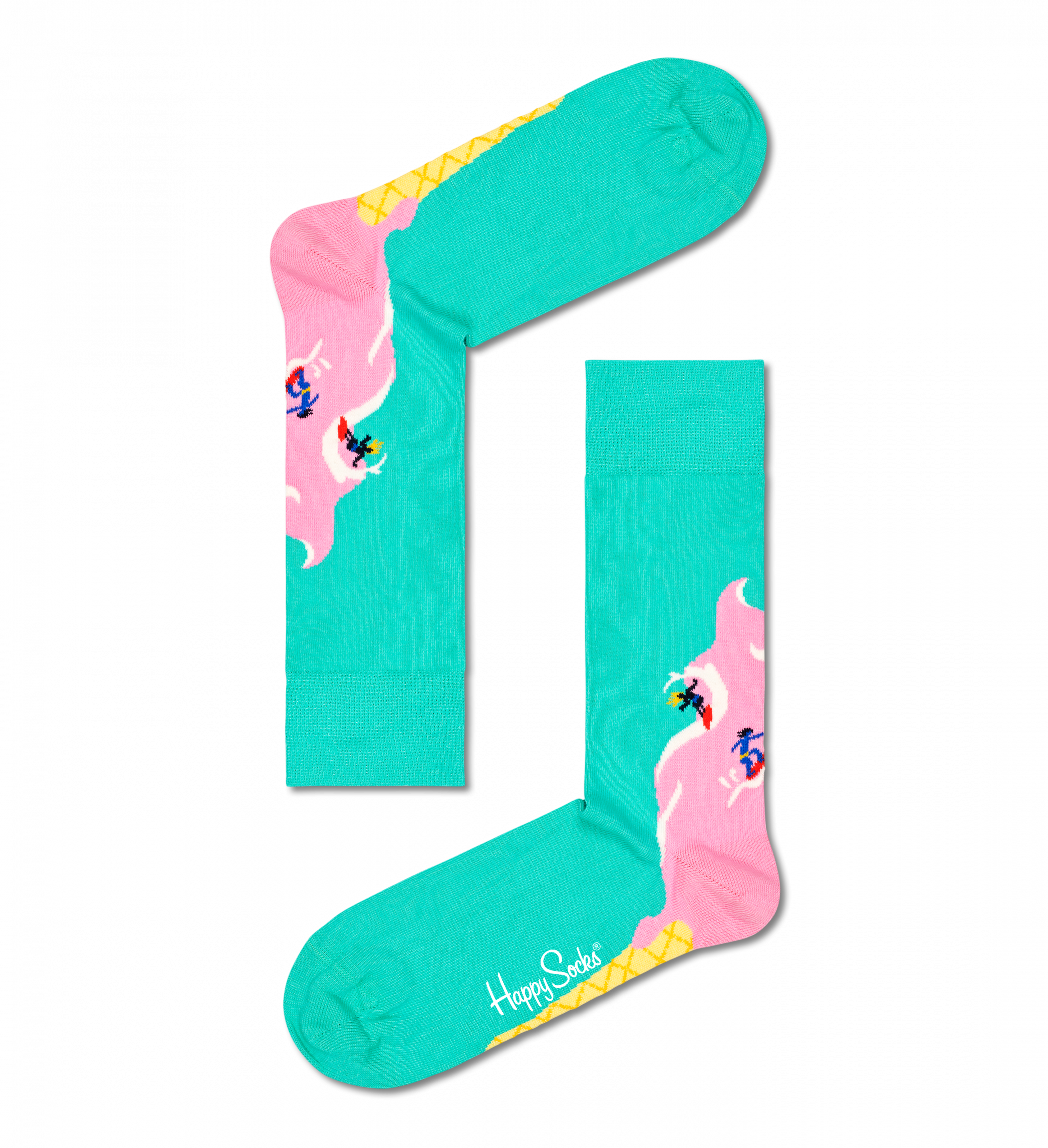 Tyrkysové ponožky Happy Socks se surfaři, vzor Surfs Up
