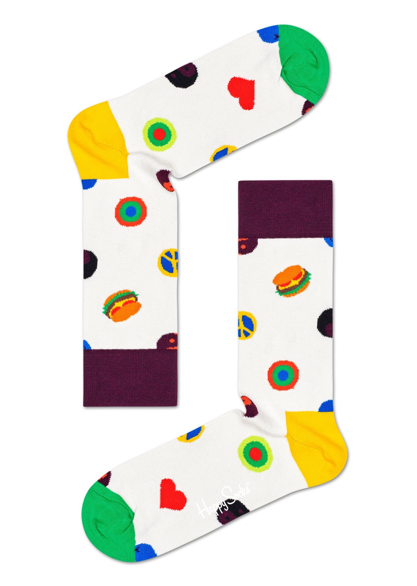 Bílé ponožky Happy Socks s obrázky, vzor Symbol Dot