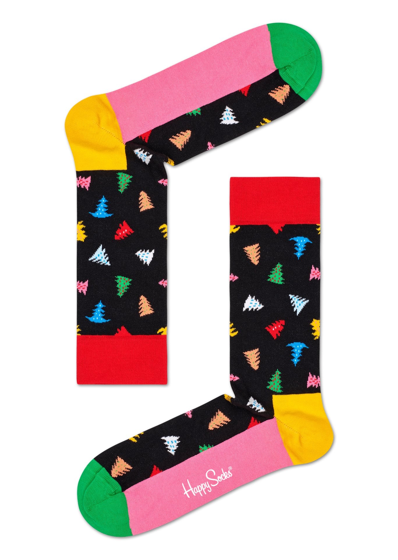 Černé ponožky Happy Socks s vánočními stromečky, vzor Trees And Trees