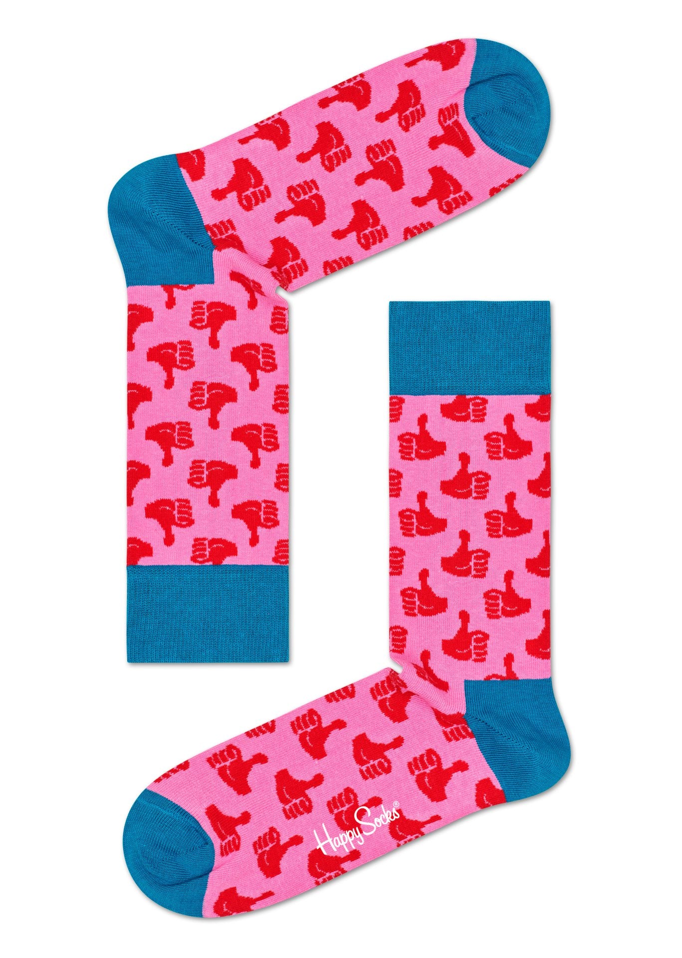 Růžovo-červené ponožky Happy Socks s palci, vzor Thumbs Up
