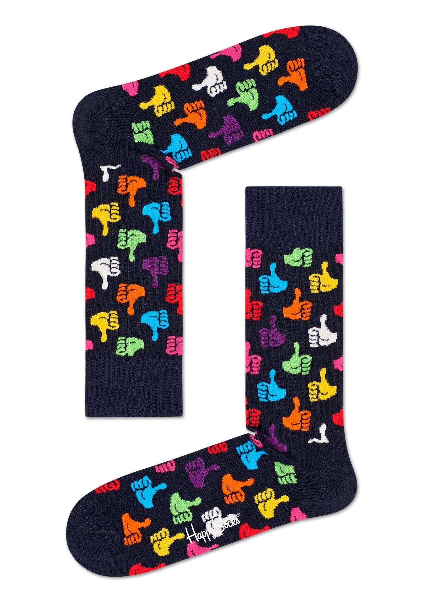 Tmavě modré ponožky Happy Socks s palci, vzor Thumbs Up