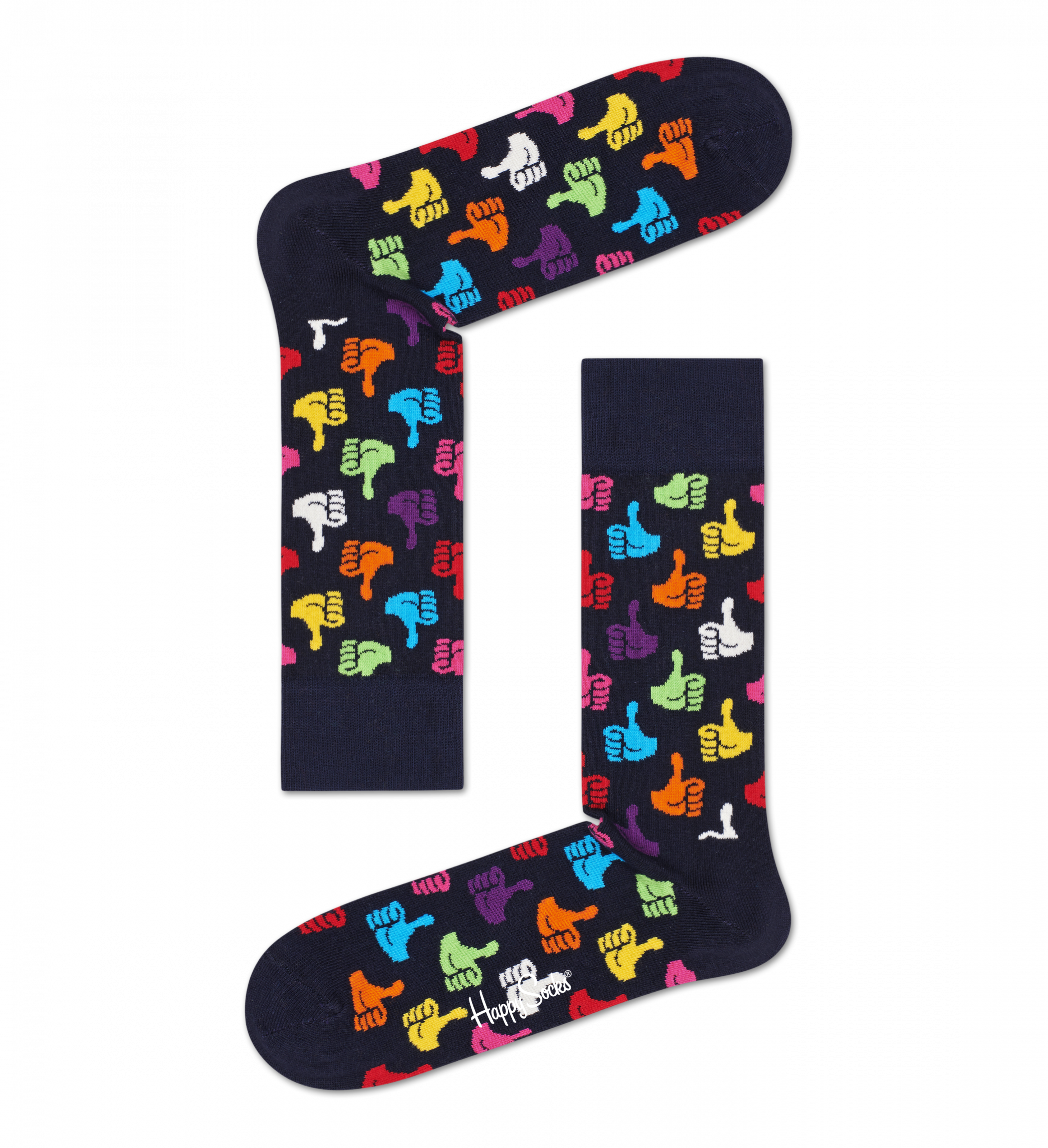 Černé ponožky Happy Socks s palci, vzor Thumbs Up