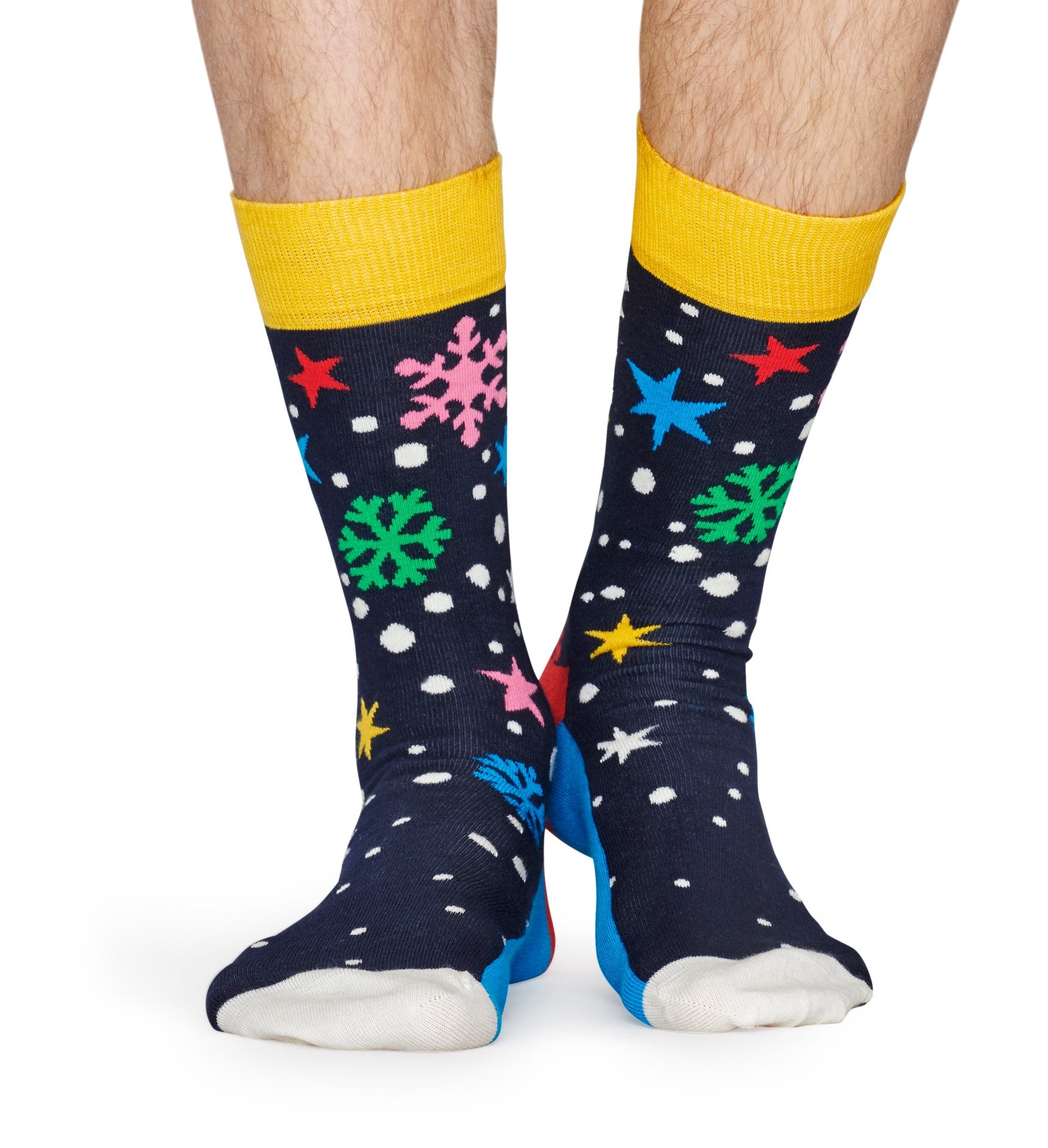 Modré ponožky Happy Socks se sněhovými vločkami a hvězdami, vzor Twinkle Twinkle