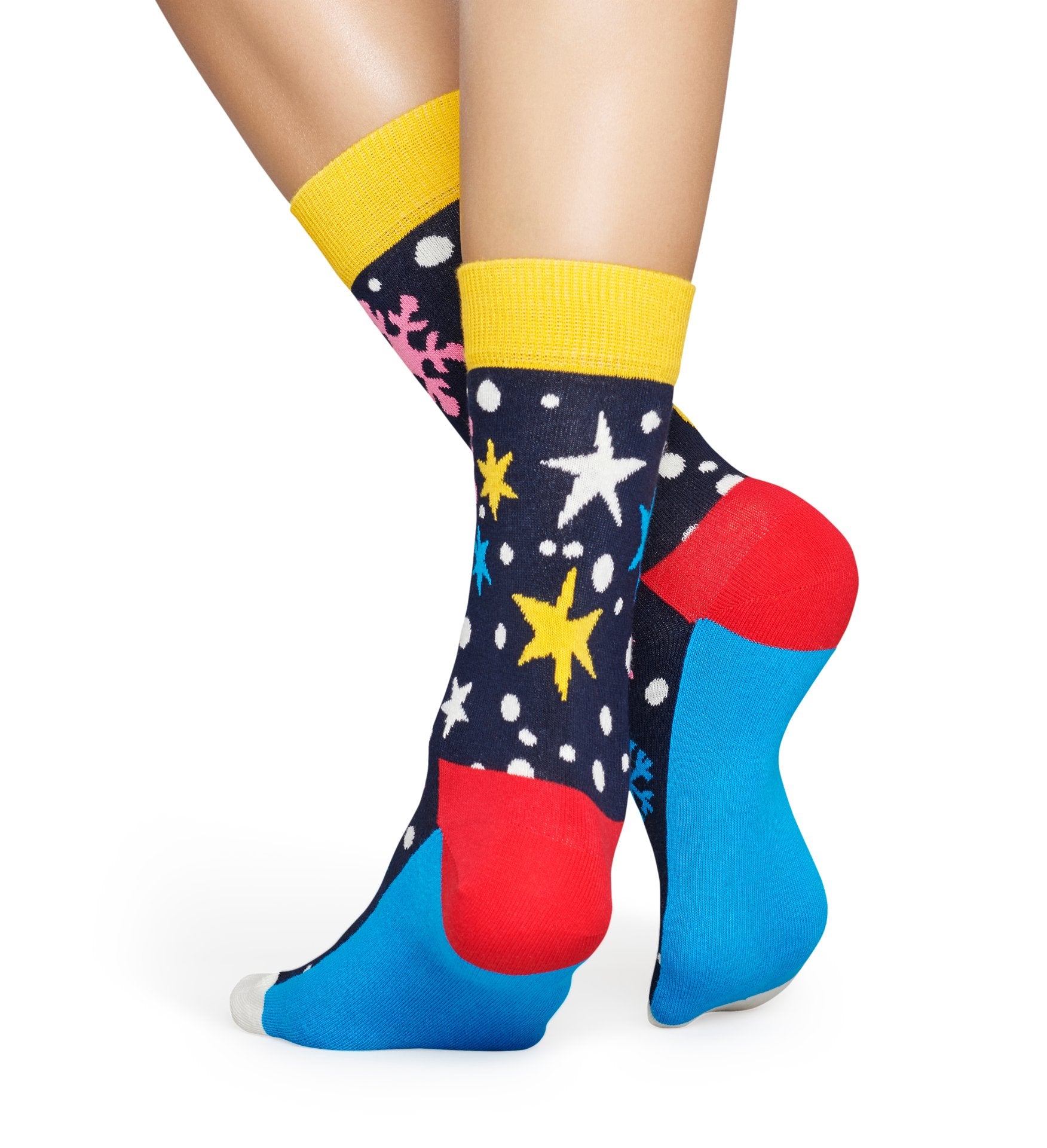 Modré ponožky Happy Socks se sněhovými vločkami a hvězdami, vzor Twinkle Twinkle