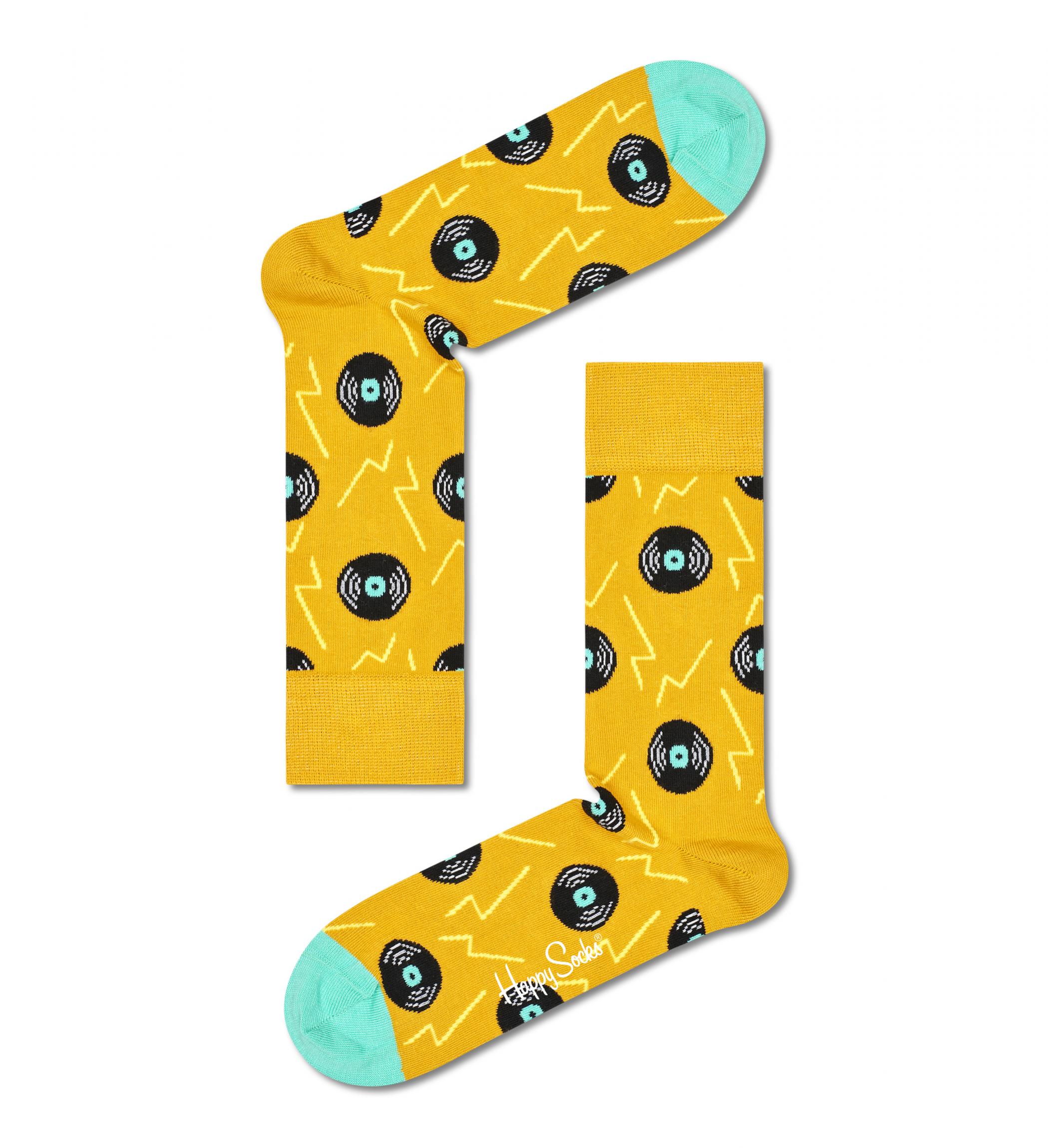Žluté ponožky Happy Socks, vzor Vinyl