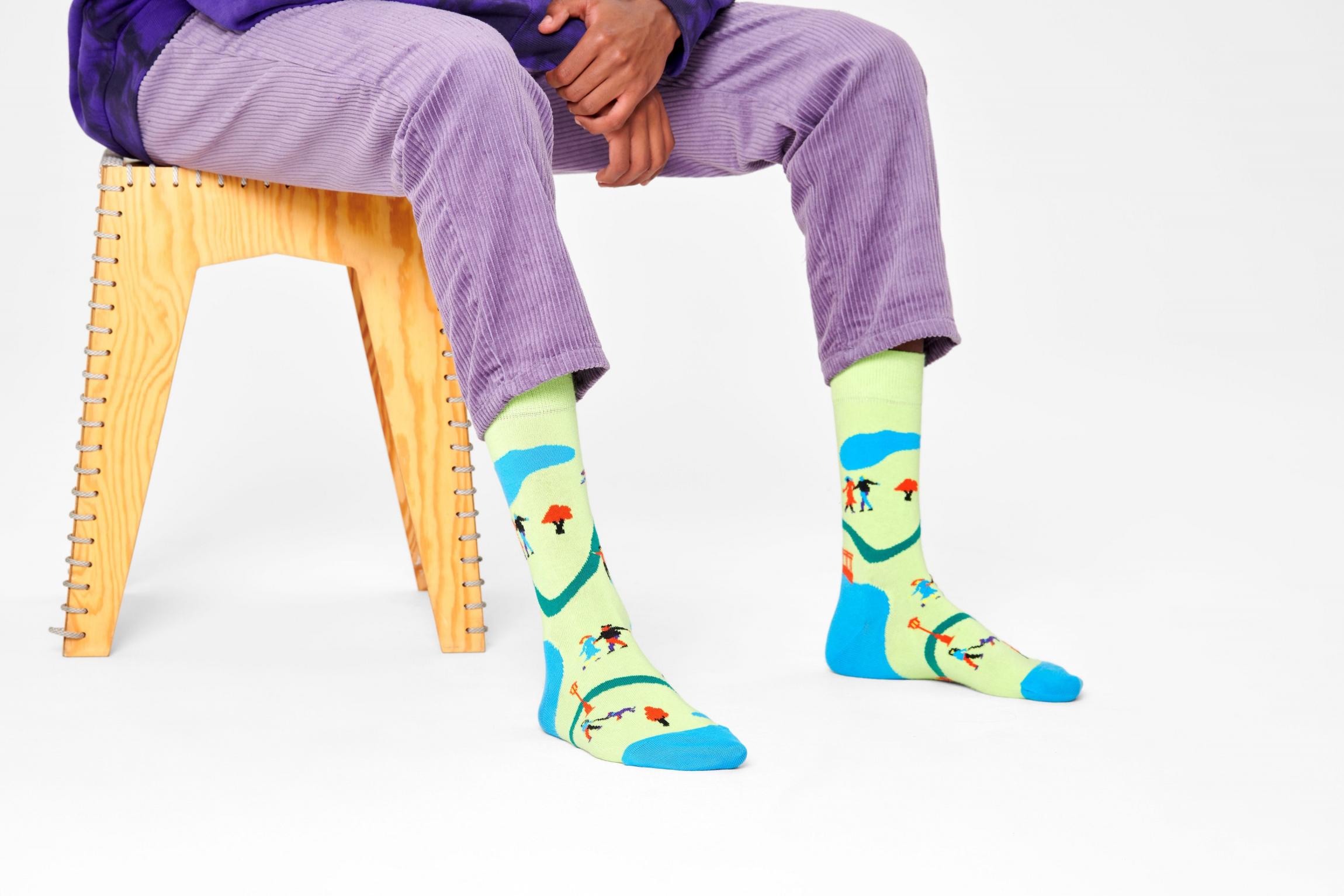 Zeleno-modré ponožky Happy Socks, vzor Walk In The Park