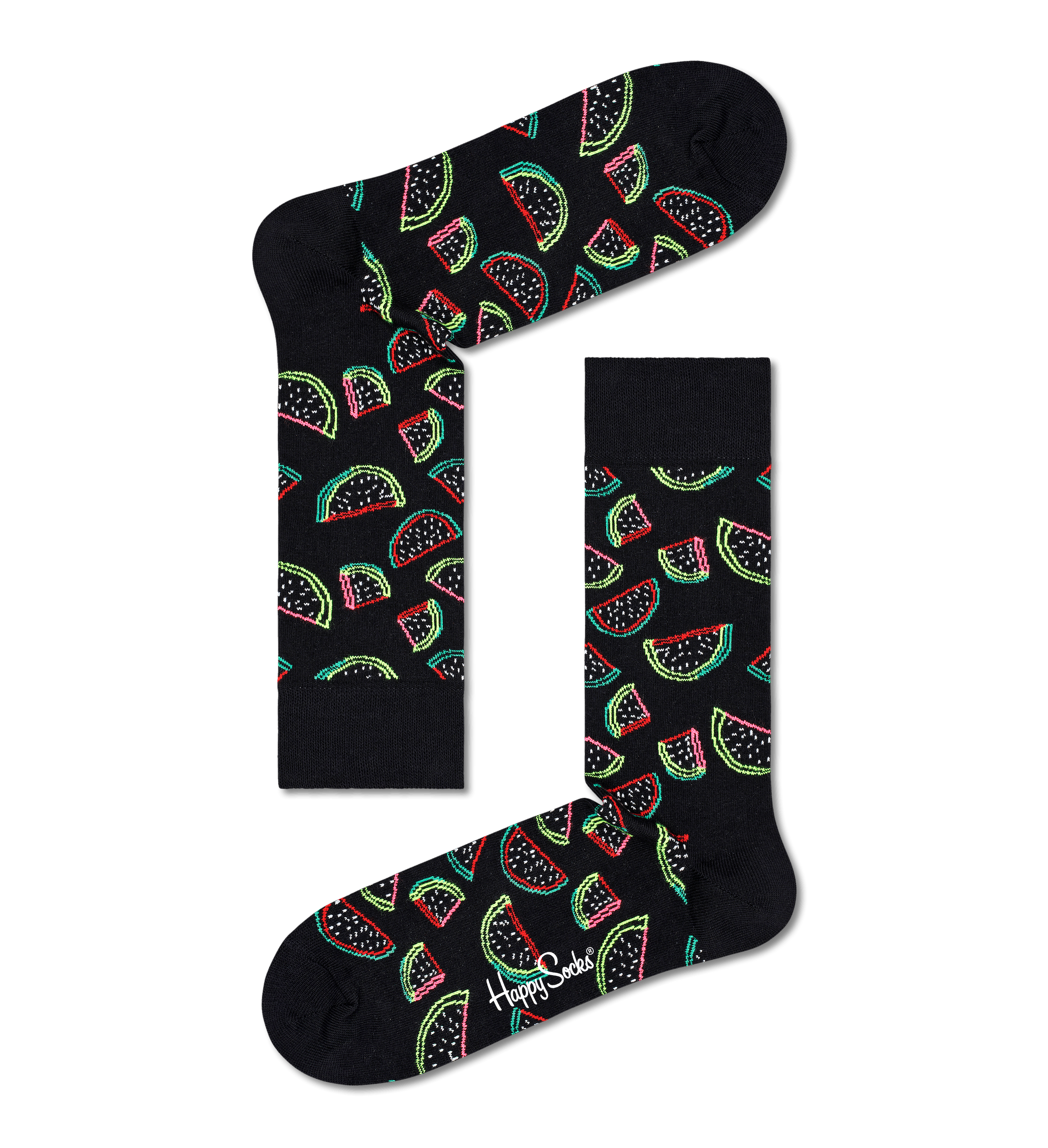 Černé ponožky Happy Socks s melouny, vzor Watermelon