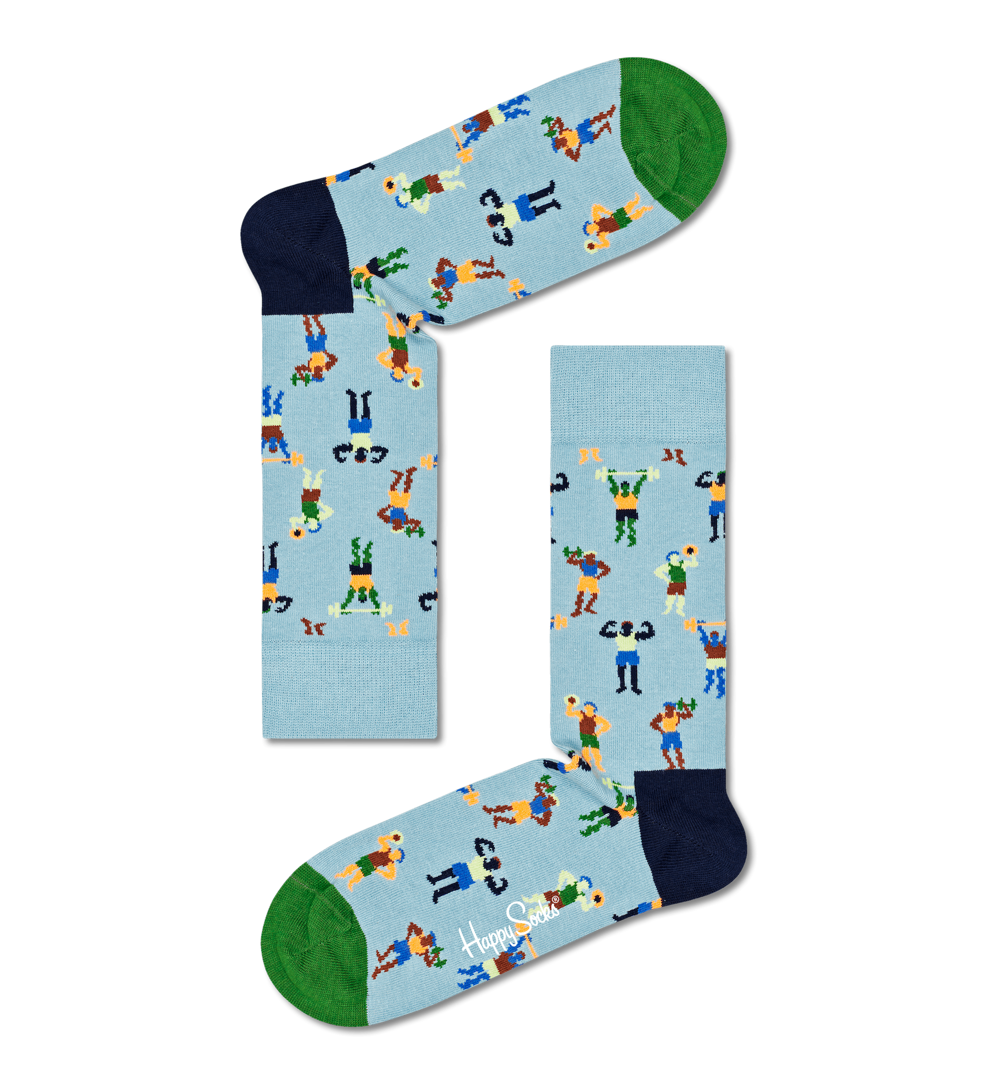 Modré ponožky Happy Socks se vzpěrači, vzor Work It