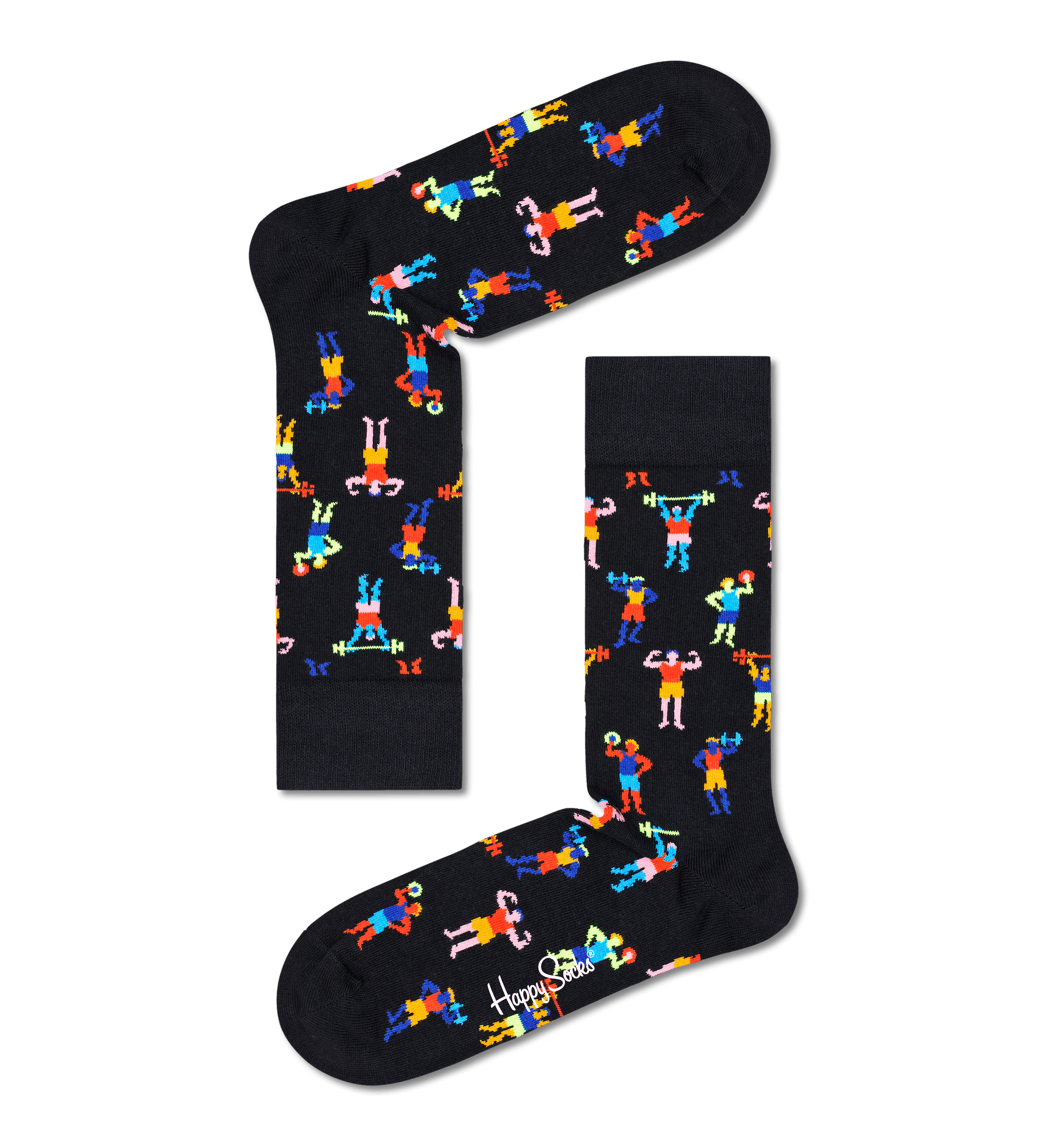 Černé ponožky Happy Socks se vzpěrači, vzor Work It