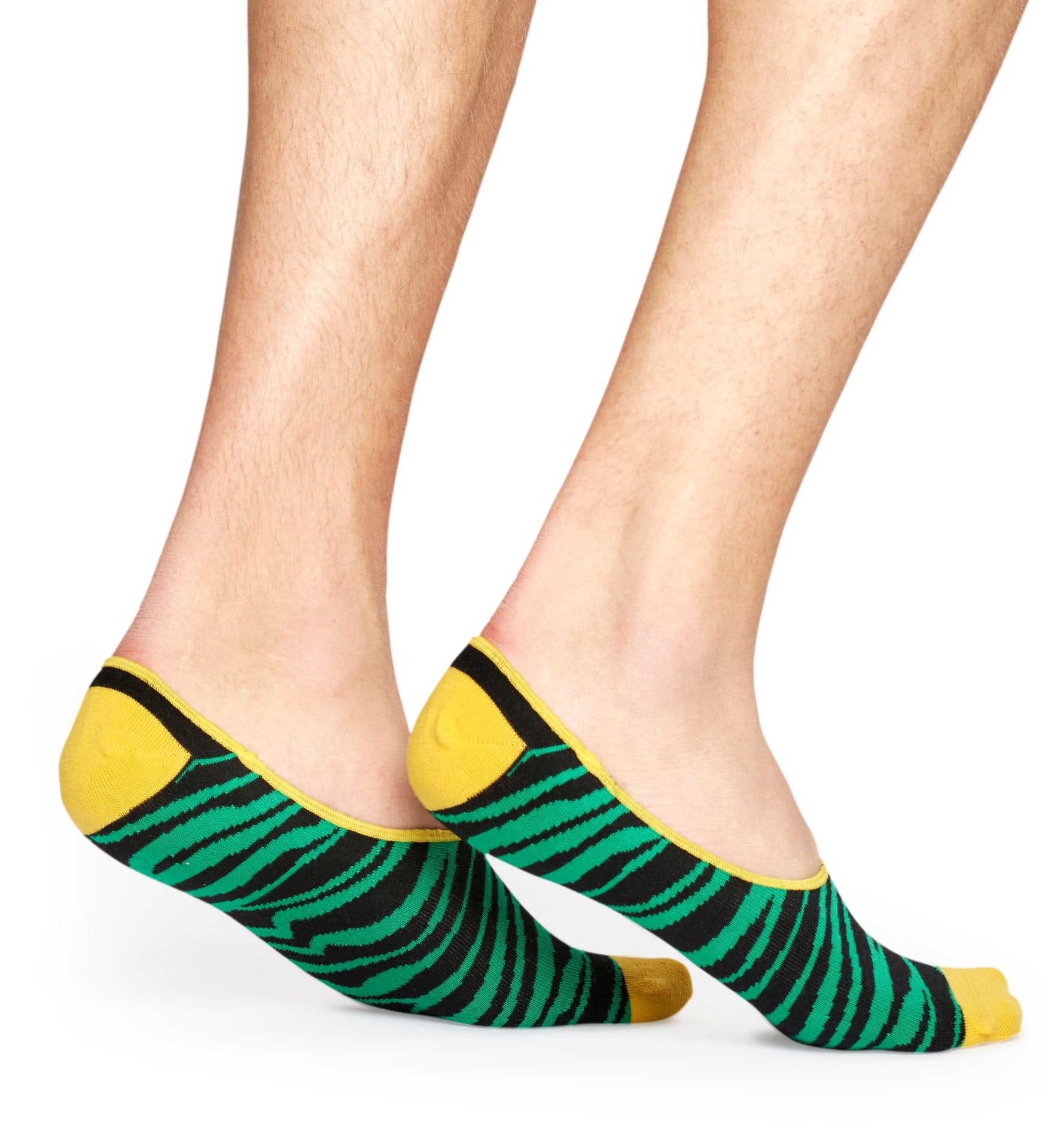 Zeleno-žluté nízké ponožky Happy Socks, vzor Zebra