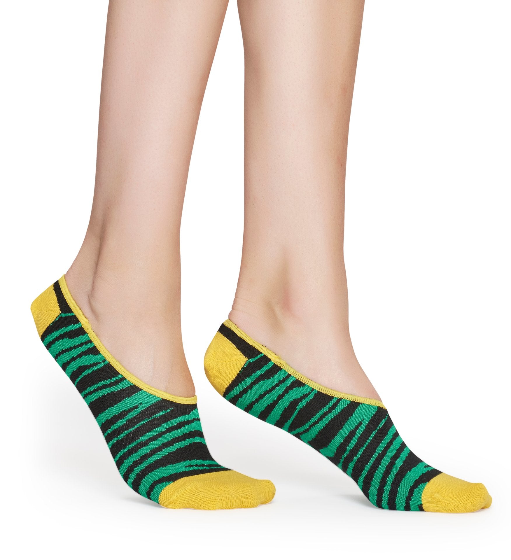 Zeleno-žluté nízké ponožky Happy Socks, vzor Zebra