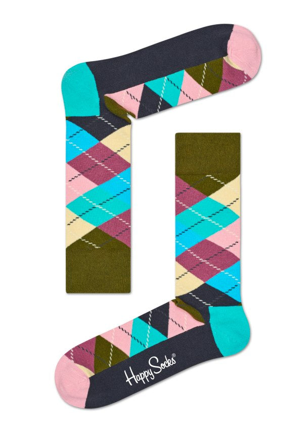 Barevné ponožky Happy Socks s károvaným vzorem Argyle