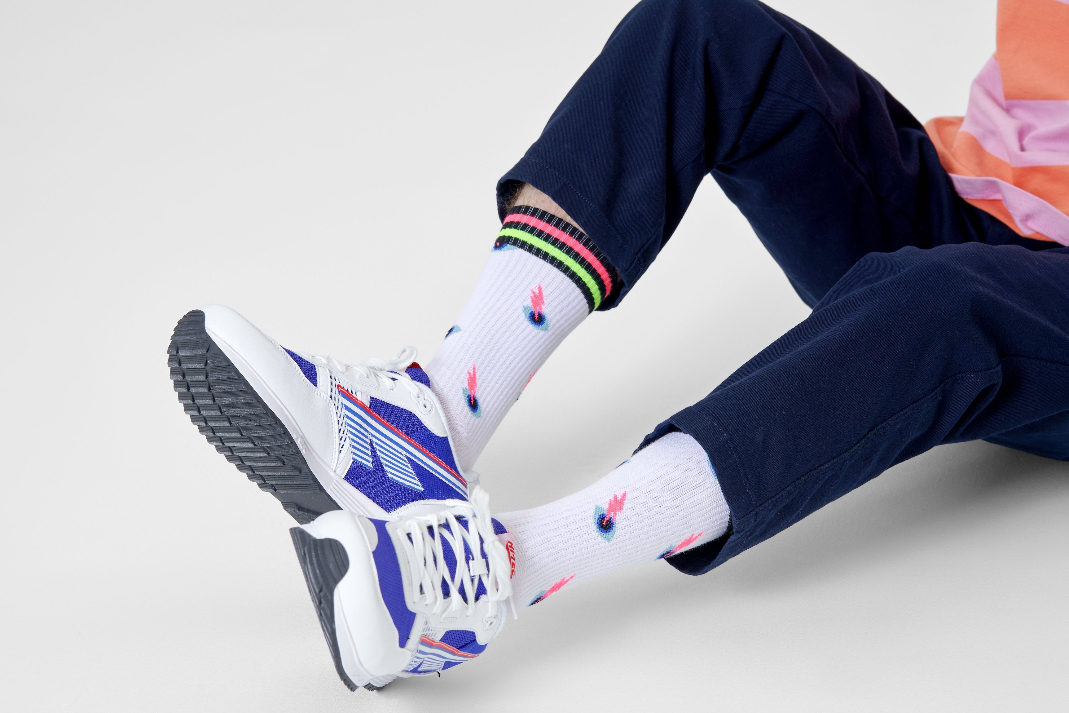 Bílé ponožky Happy Socks, vzor I See You // KOLEKCE ATHLETIC