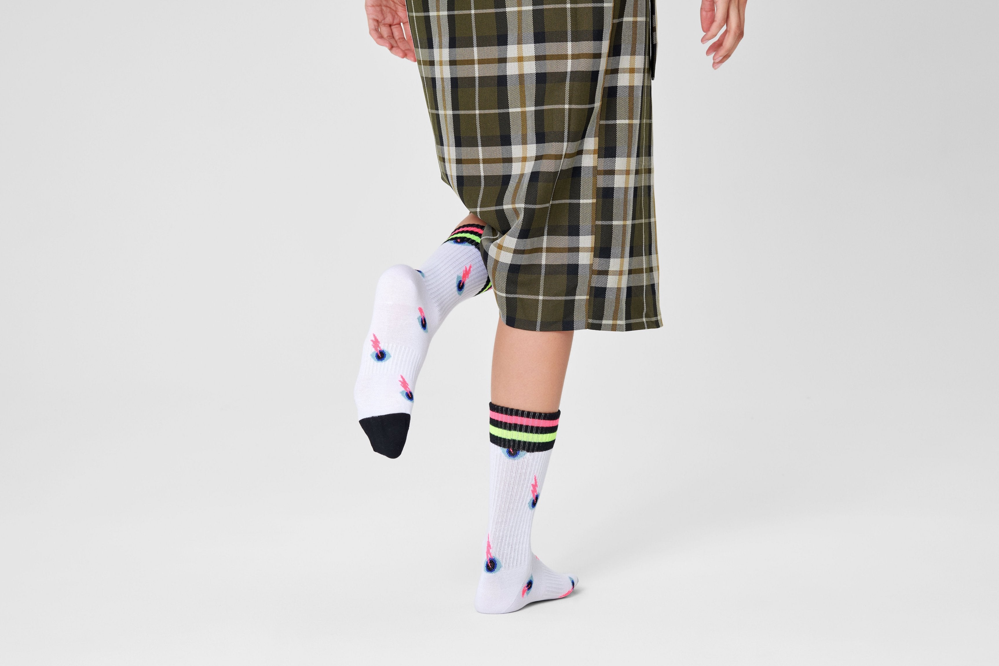 Bílé ponožky Happy Socks, vzor I See You // KOLEKCE ATHLETIC