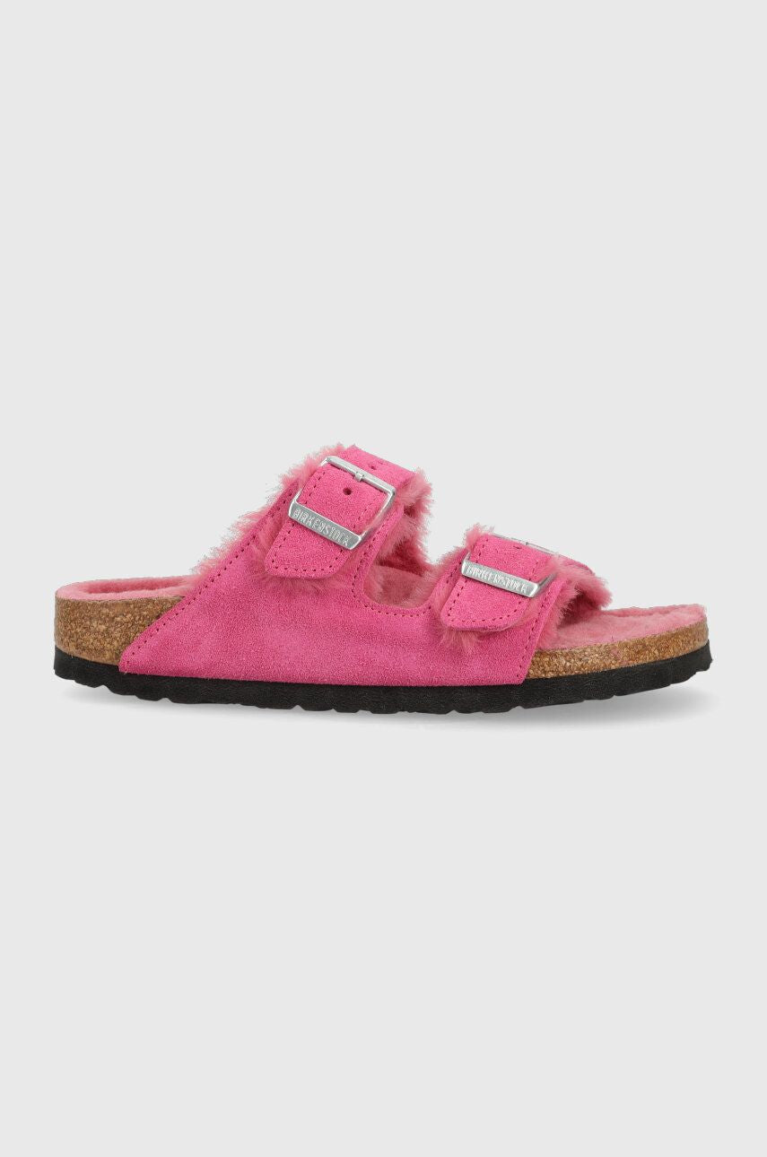Růžové Regular pantofle Arizona Suede Shearling