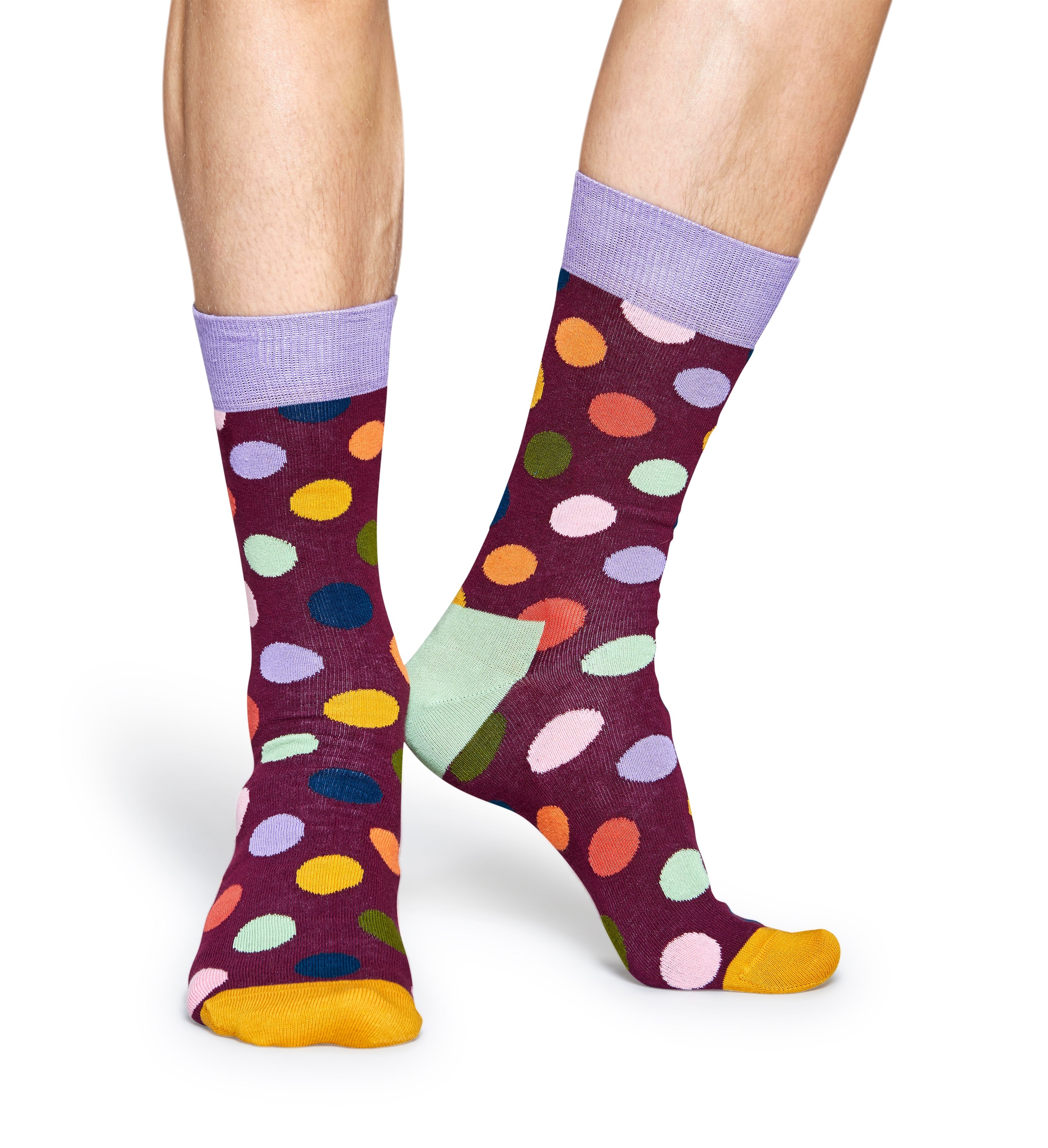 Žluté ponožky Happy Socks s barevnými puntíky, vzor Big Dot