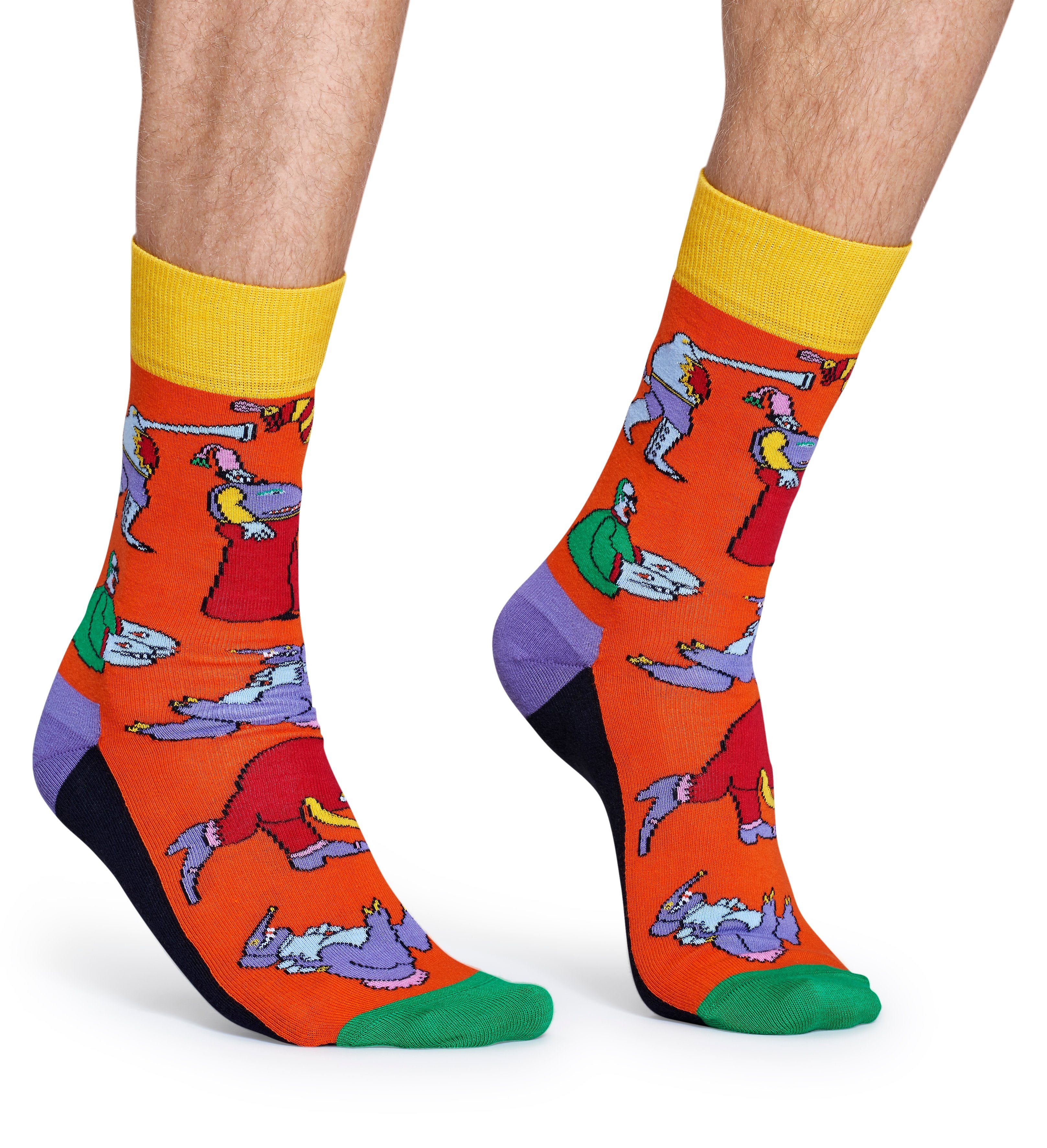Oranžové ponožky Happy Socks s barevnými příšerami, vzor Monsters x The Beatles