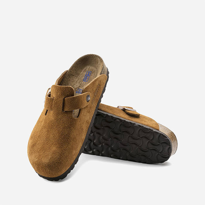 Hnědé pantofle Birkenstock Boston SFB Suede Leather