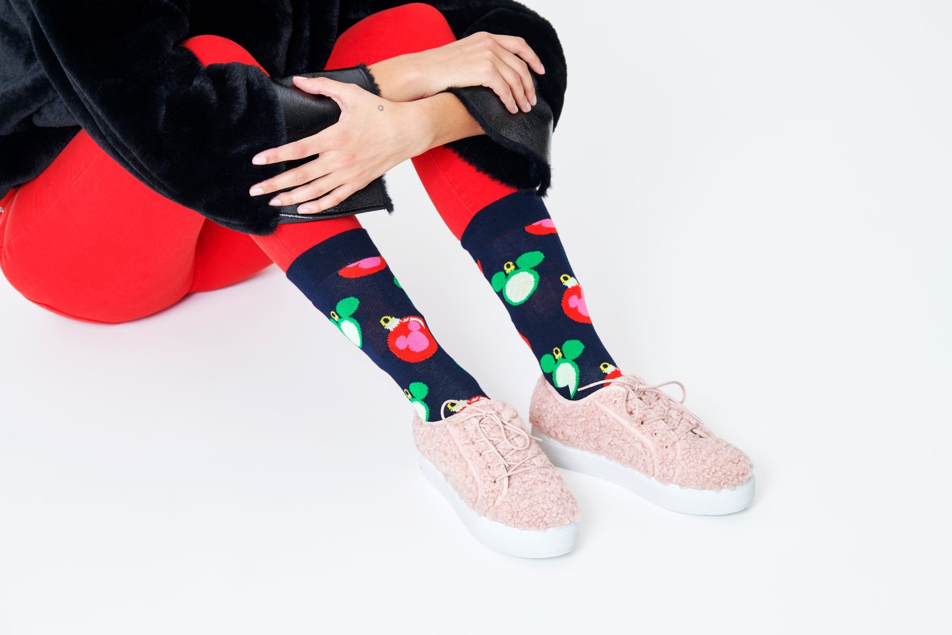 Modro-zelené ponožky Happy Socks x Disney - vzor Baublelicious