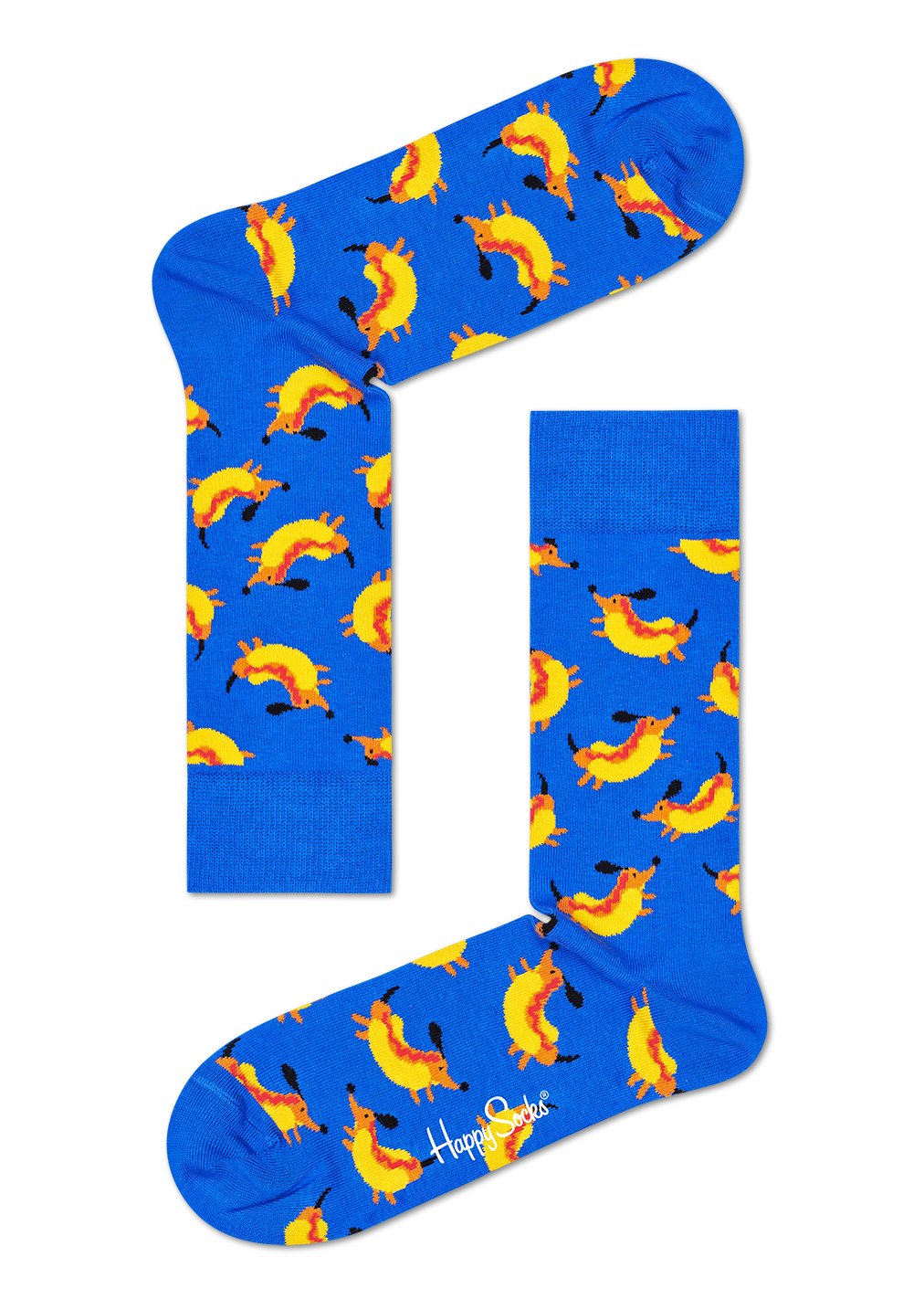 Modré ponožky Happy Socks, vzor Hot Dog Dog