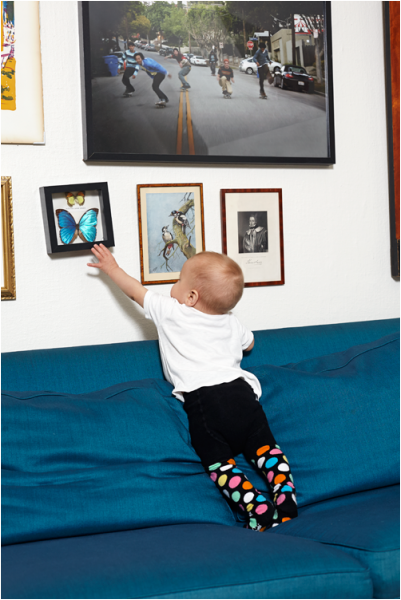 Dětské černé punčocháče Happy Socks s barevnými puntíky