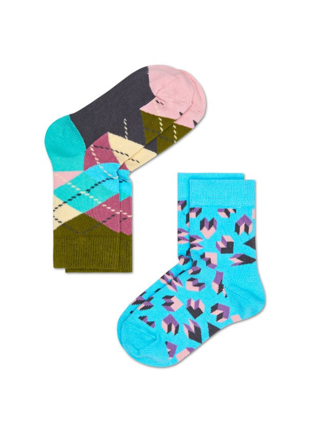 Dětské barevné ponožky Happy Socks, dva páry – Steps a Argyle
