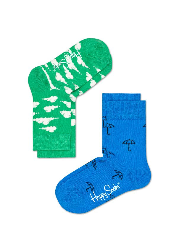 Dětské barevné ponožky Happy Socks, dva páry – Umbrella a Clouds