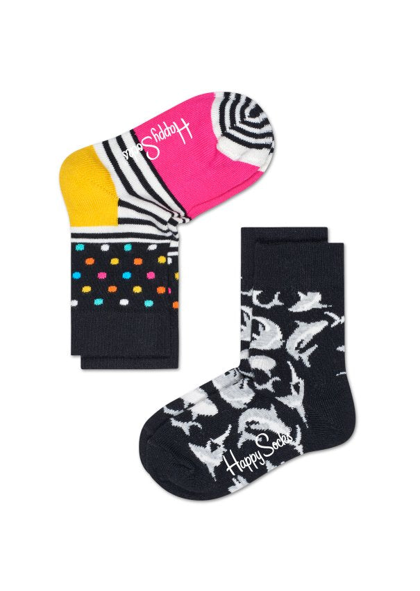 Dětské barevné ponožky Happy Socks, dva páry – Stripe Dot a Dolphin