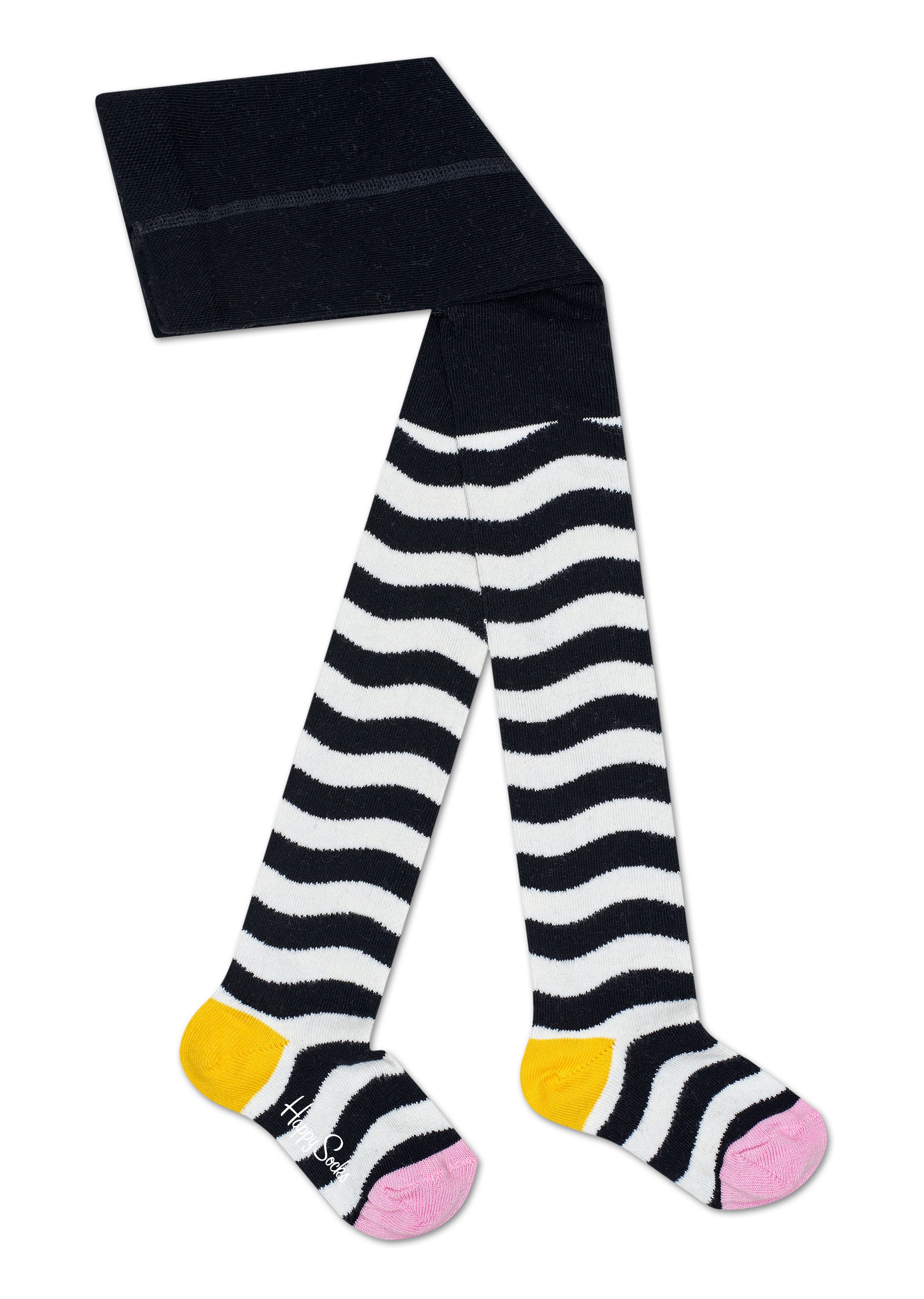 Dětské černobílé punčochy Happy Socks se vzorem Wavy