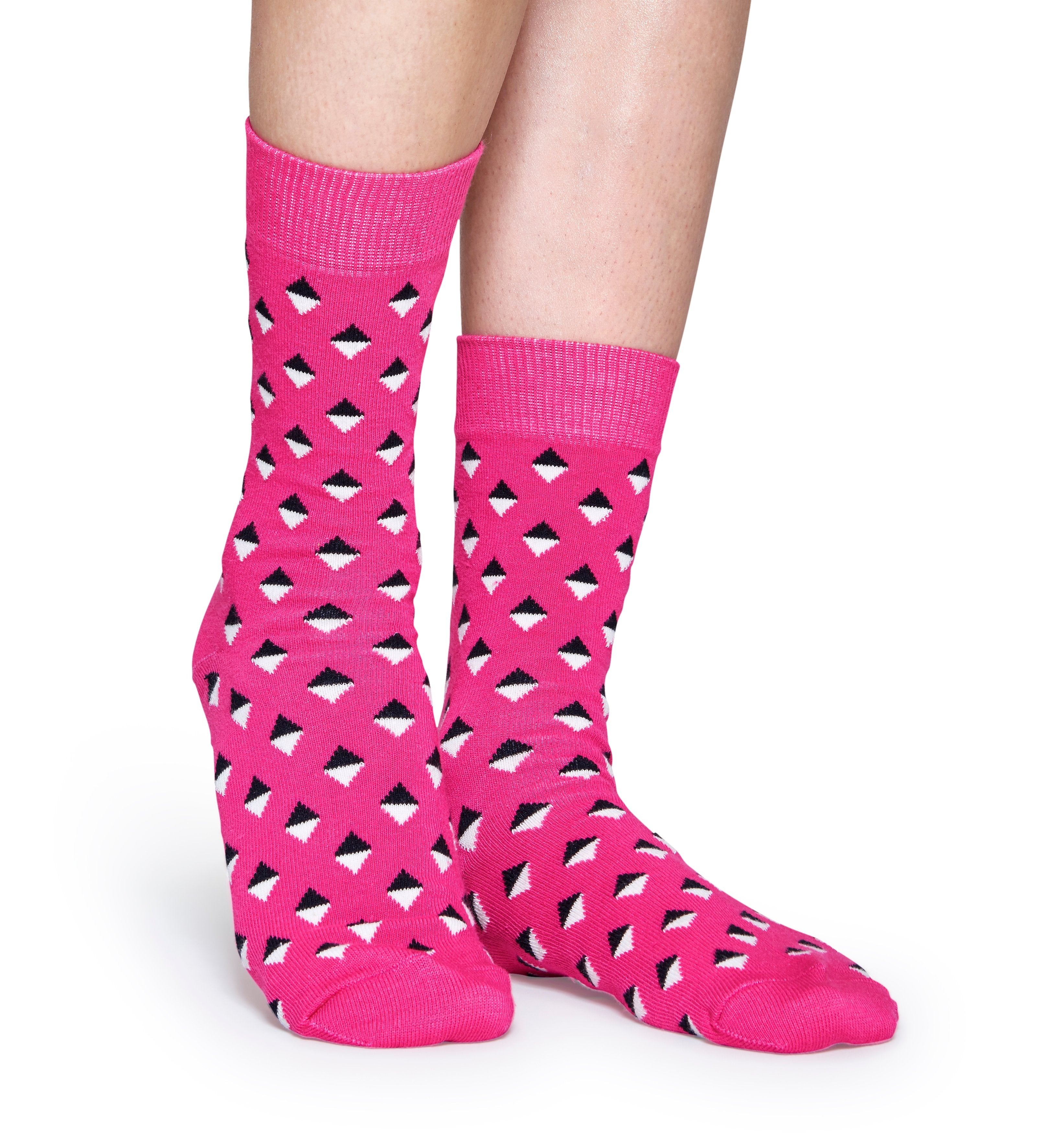 Růžové ponožky Happy  Socks s barevnými kosočtverečky, vzor Mini Diamond