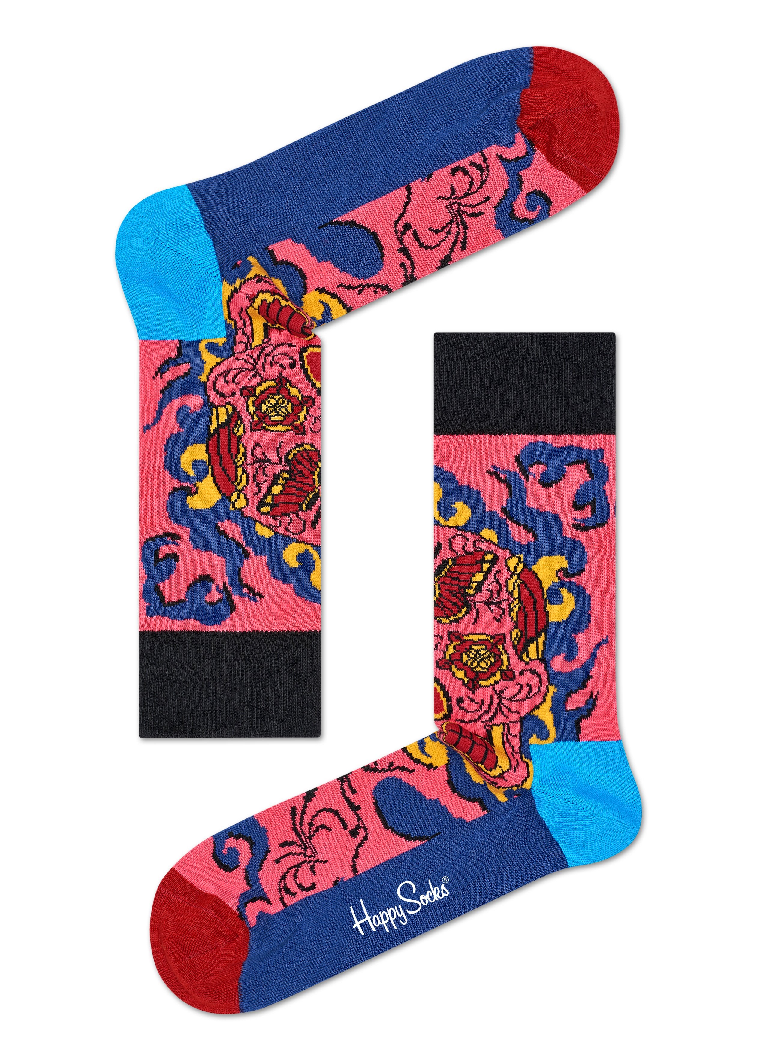 Růžové ponožky Happy Socks s barevným vzorem Butterfly Skull x Megan Massacre