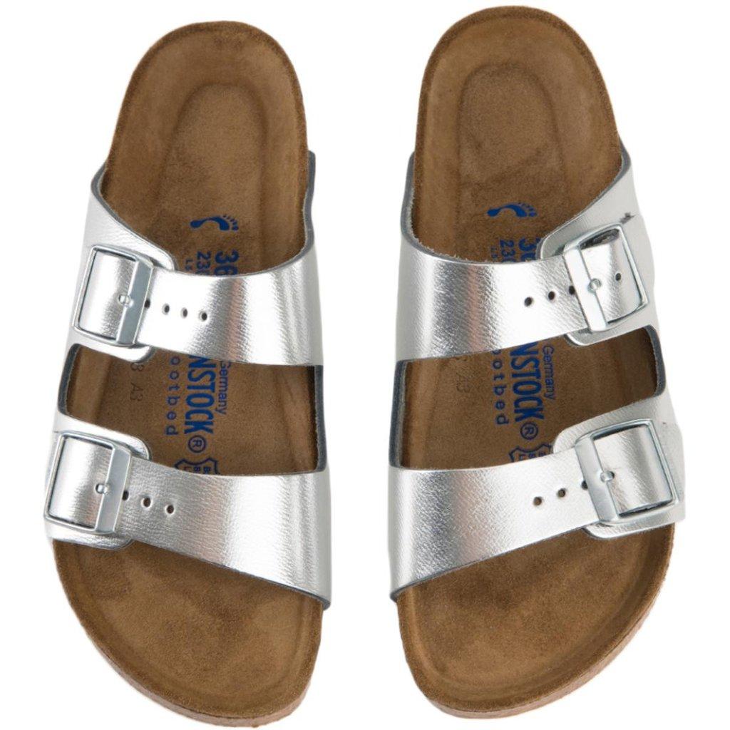 Stříbrné pantofle Birkenstock Arizona Leather