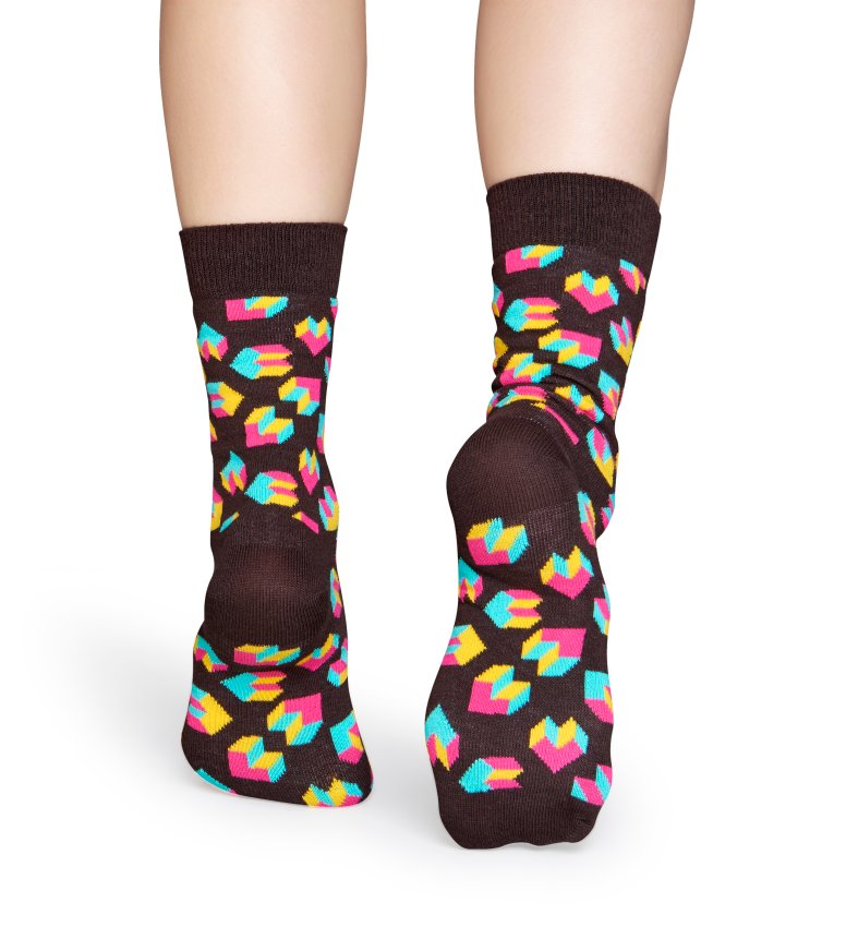 Hnědé ponožky Happy Socks s barevným vzorem Steps