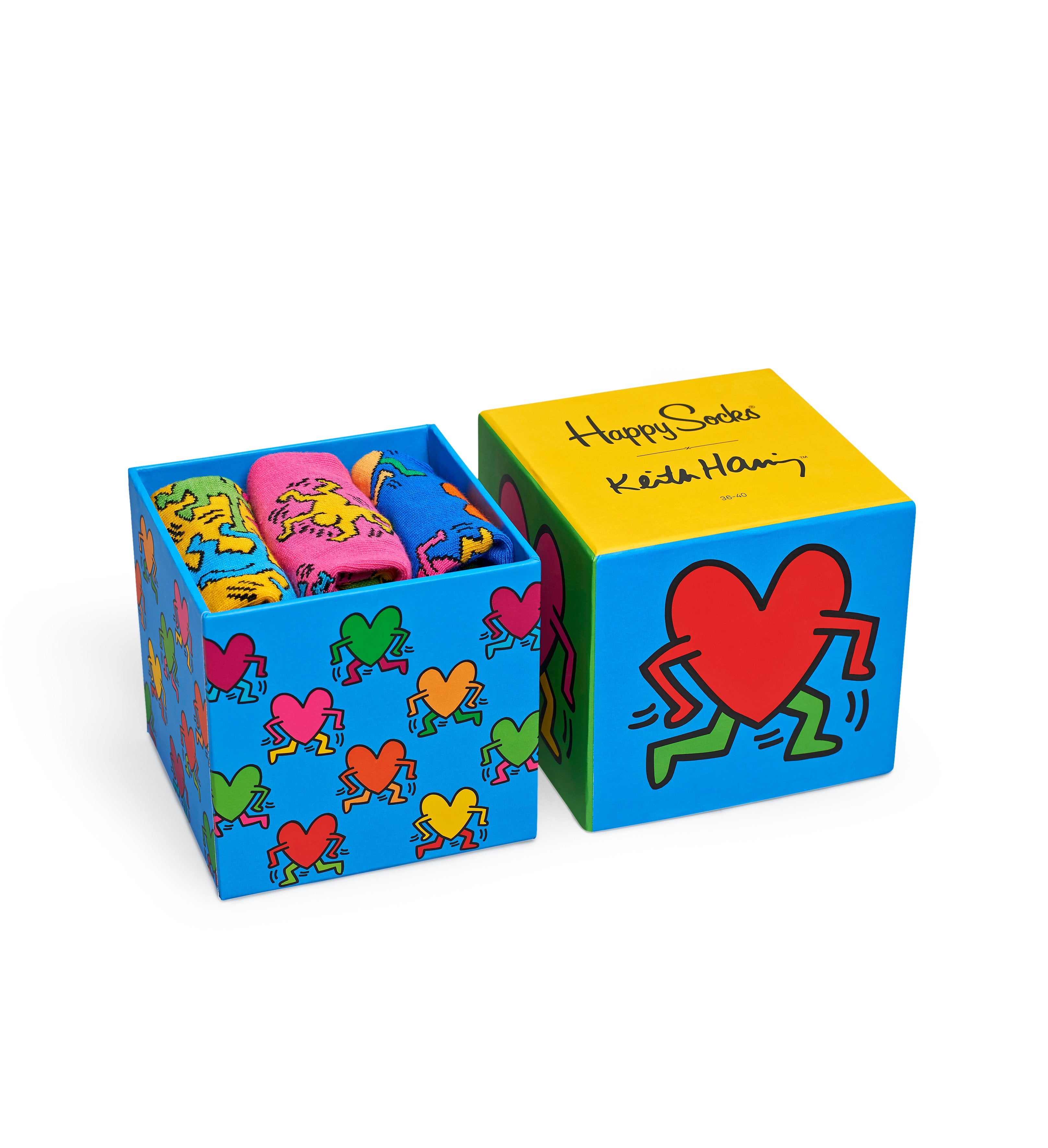 Dárkový box ponožek Happy Socks Keith Haring Valentine´s day - 3 páry